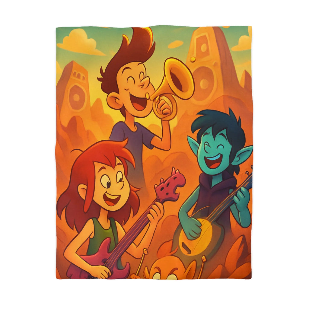 Housse de Couette avec Illustrations Musicales Fantaisistes pour Enfants et Adolescents Colorée