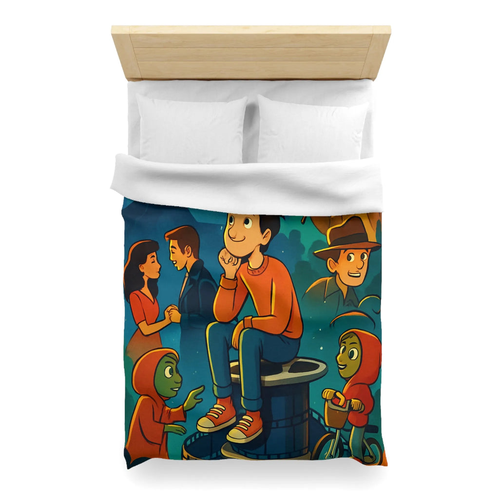 Housse de Couette Microfibre Art Graphique Contemporain Style Décoratif Chambre Tendance