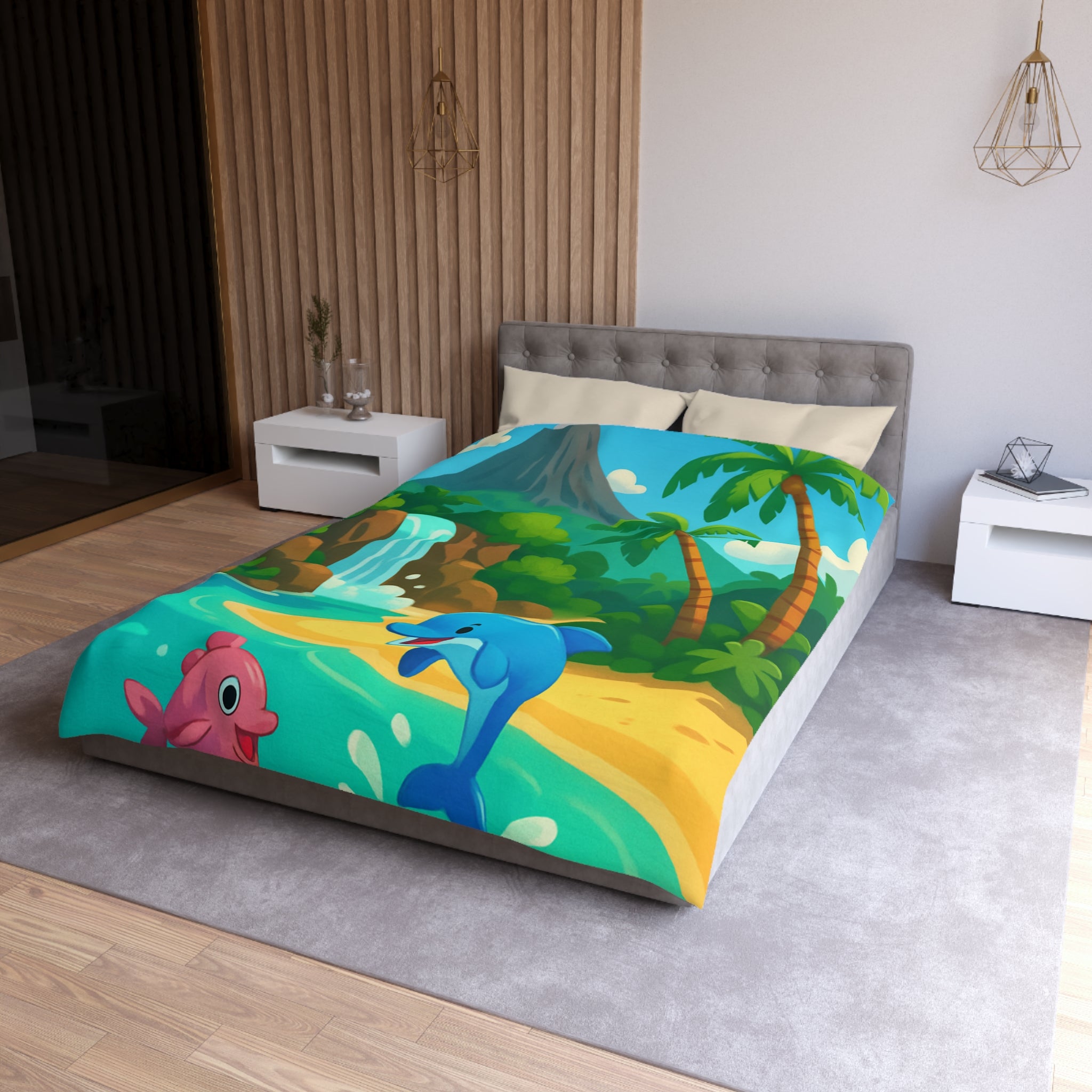 Housse de Couette Microfibre Motif Créatif Original Style Contemporain Chambre Élégante