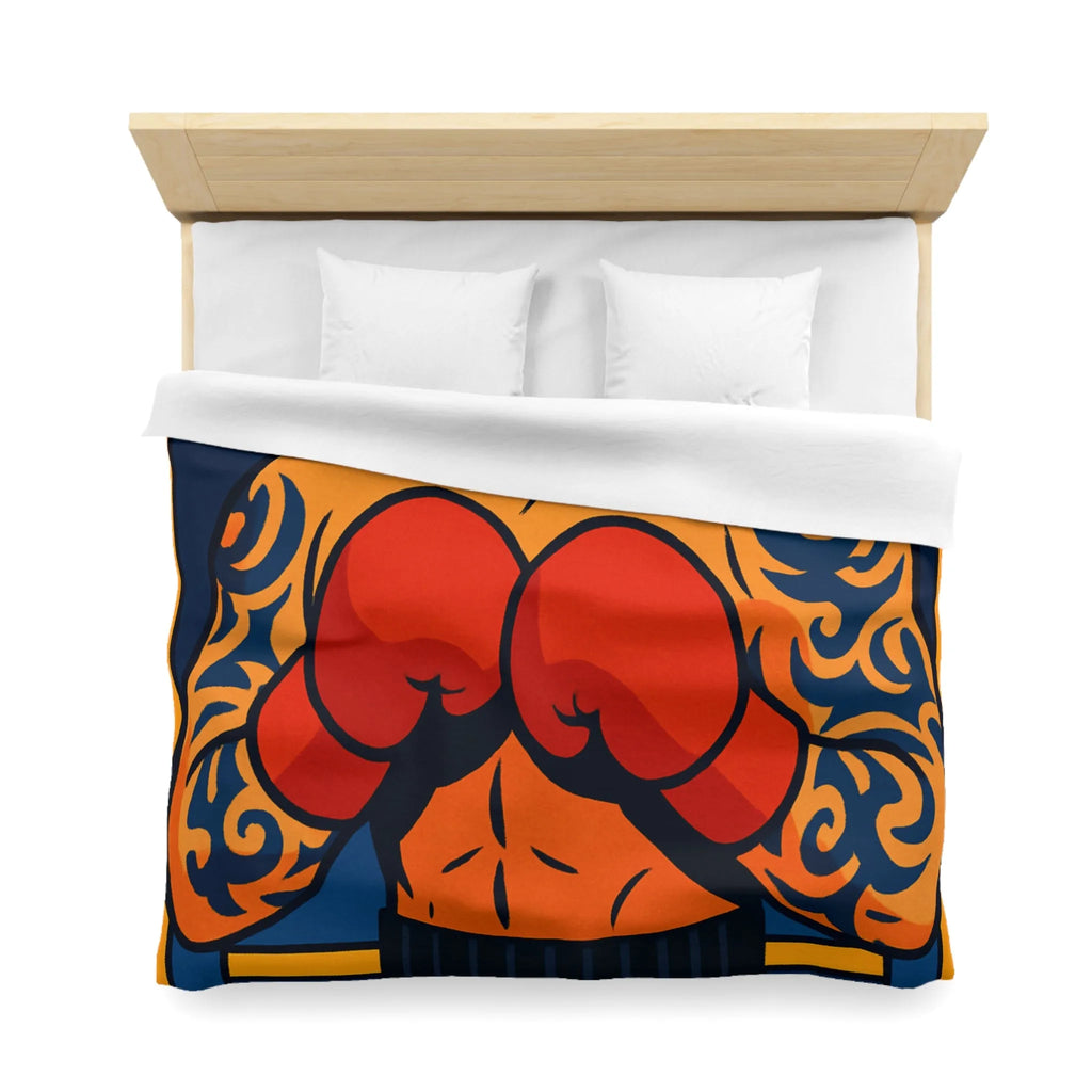 Housse de couette illustrée avec boxeur tatoué en style vectoriel coloré et dynamique