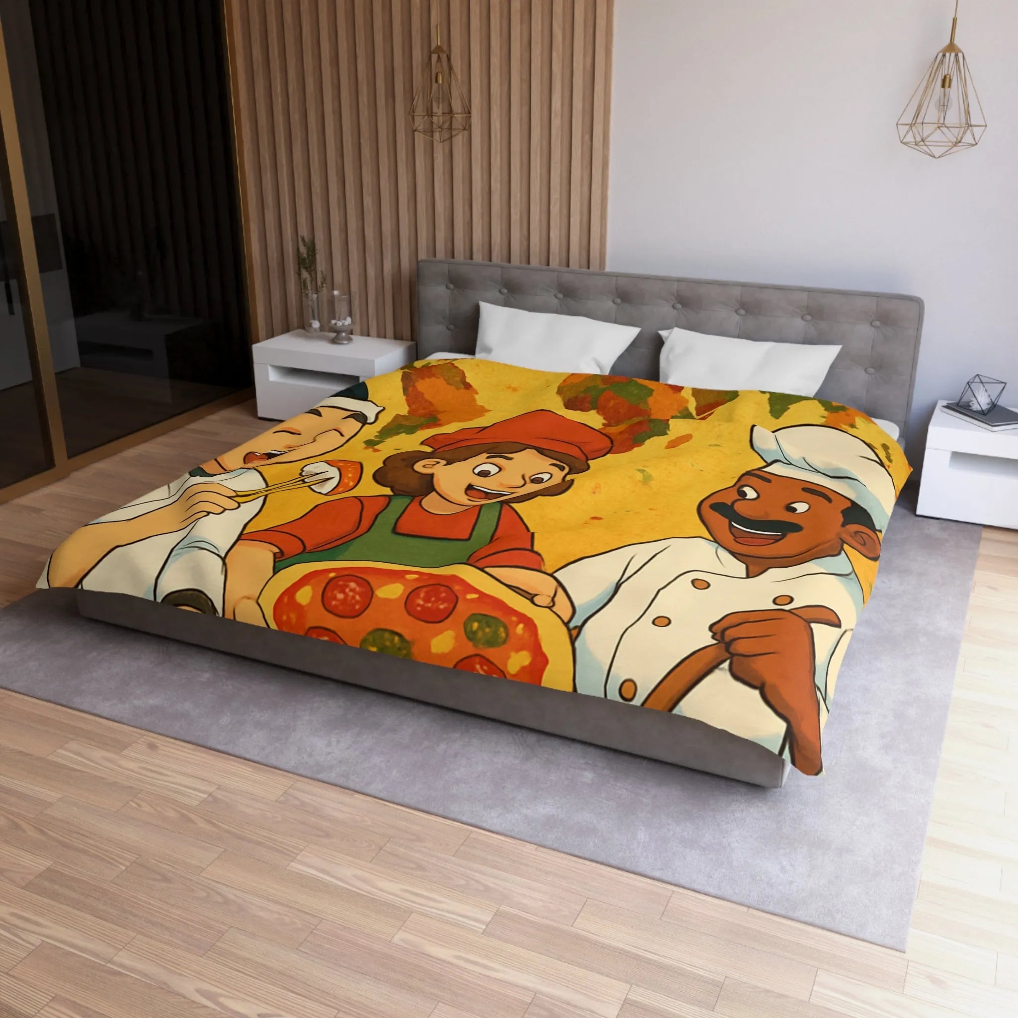 Housse de Couette Cuisine Culturelle : Carte du Monde et Chefs Gourmands