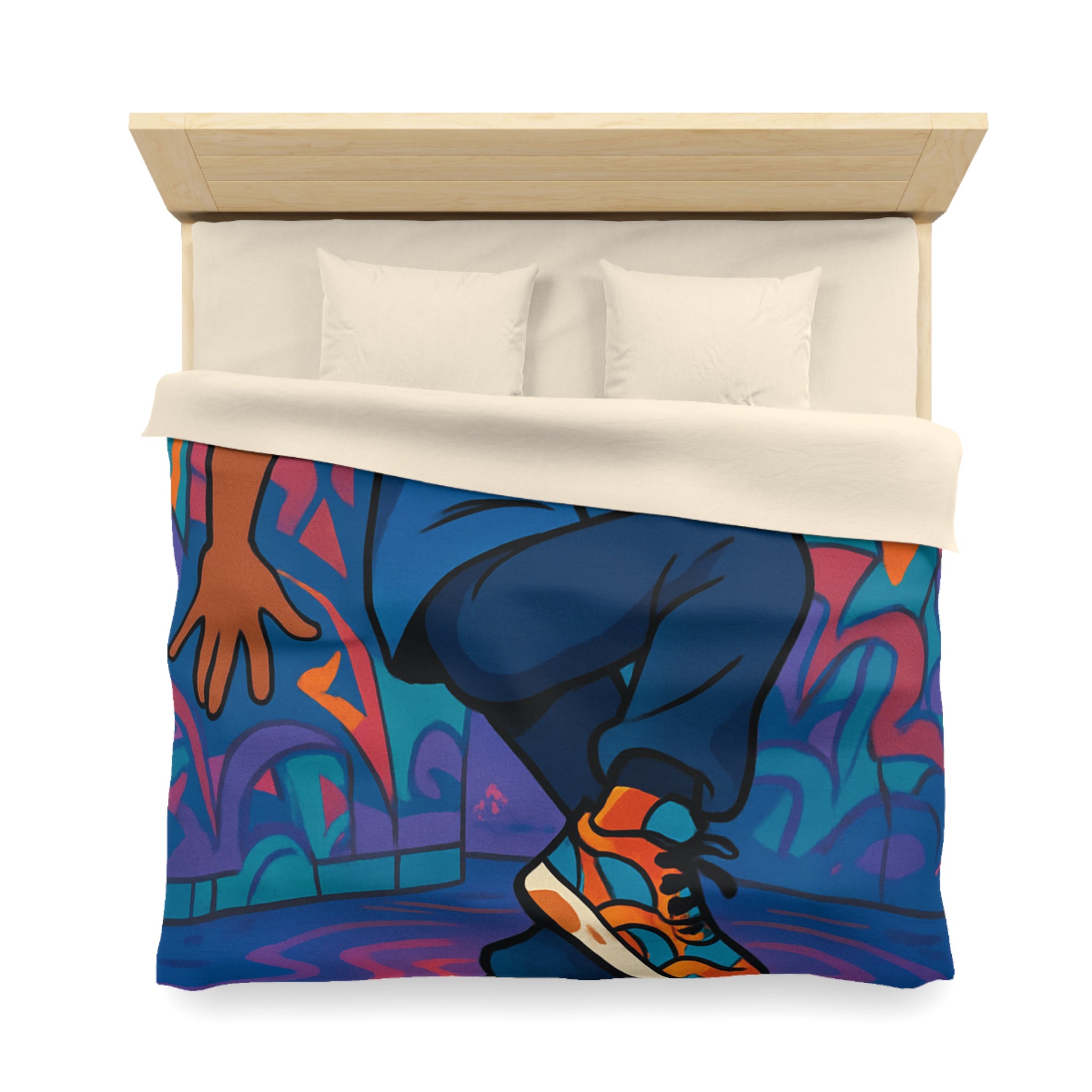 Housse de couette vibrante danseur street art moderne pour chambre adolescente colorée