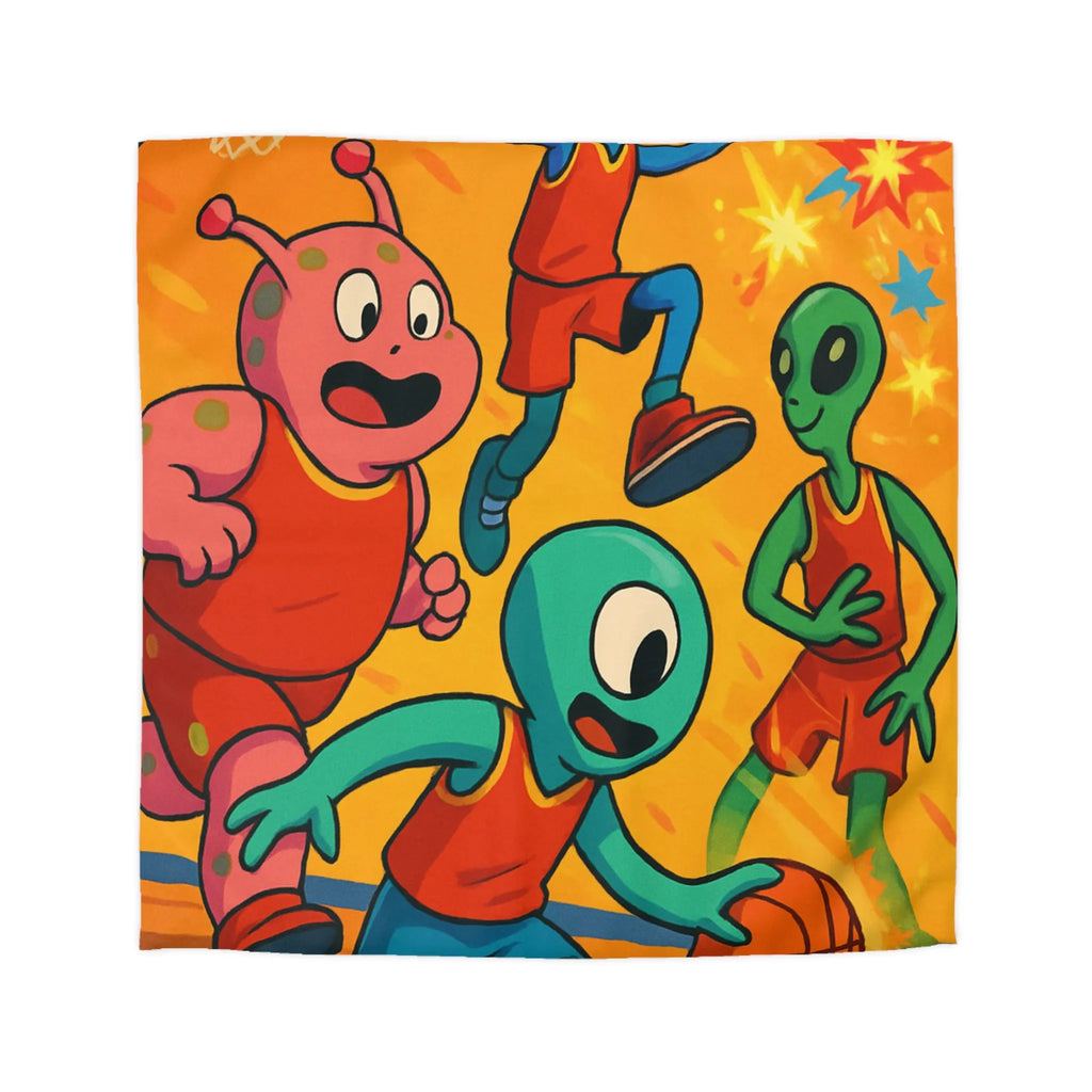 Housse de couette alien colorée pour chambre d'enfant avec thème basket et espace