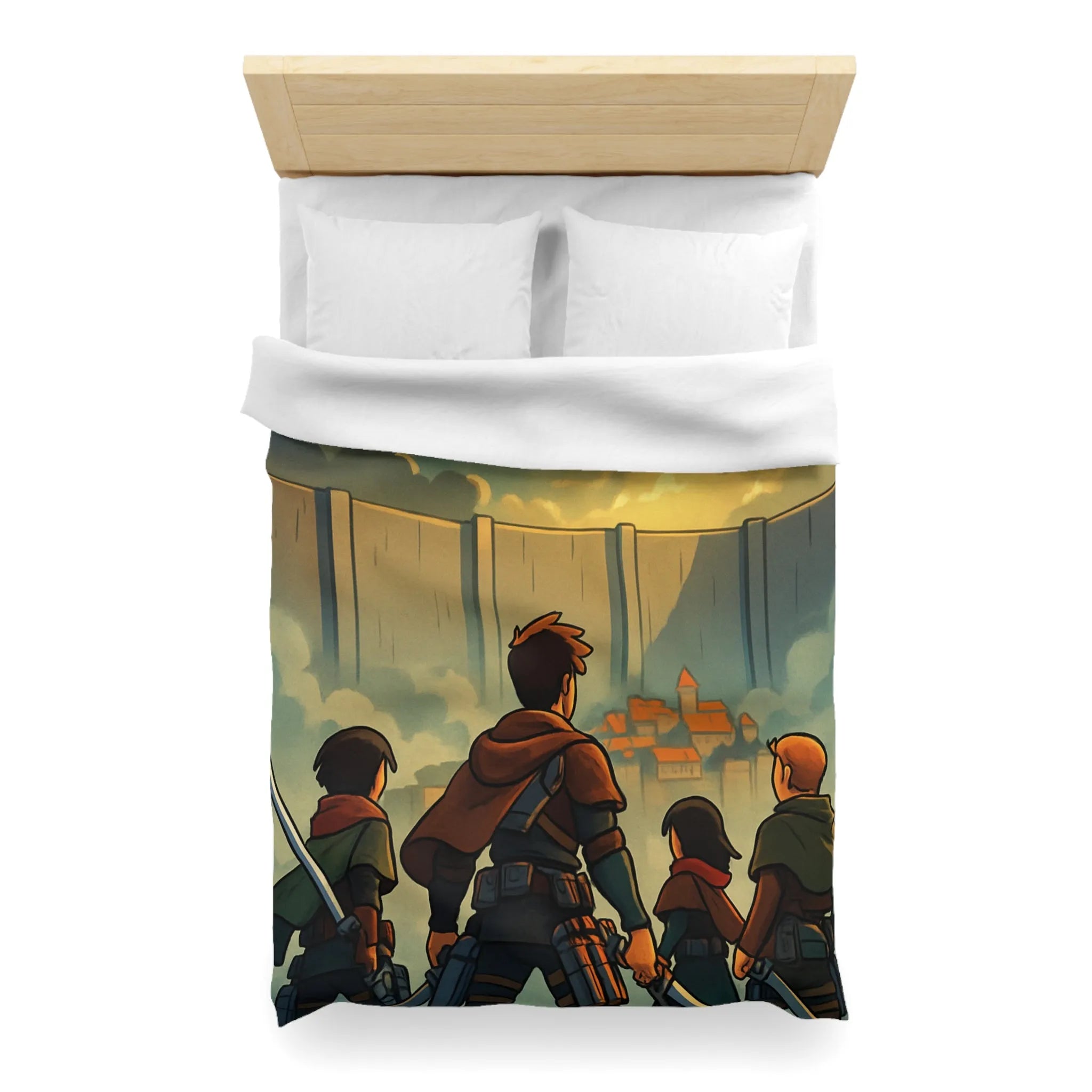 Épique housse de couette anime inspirée harmonie aventure dynamique murs personnages