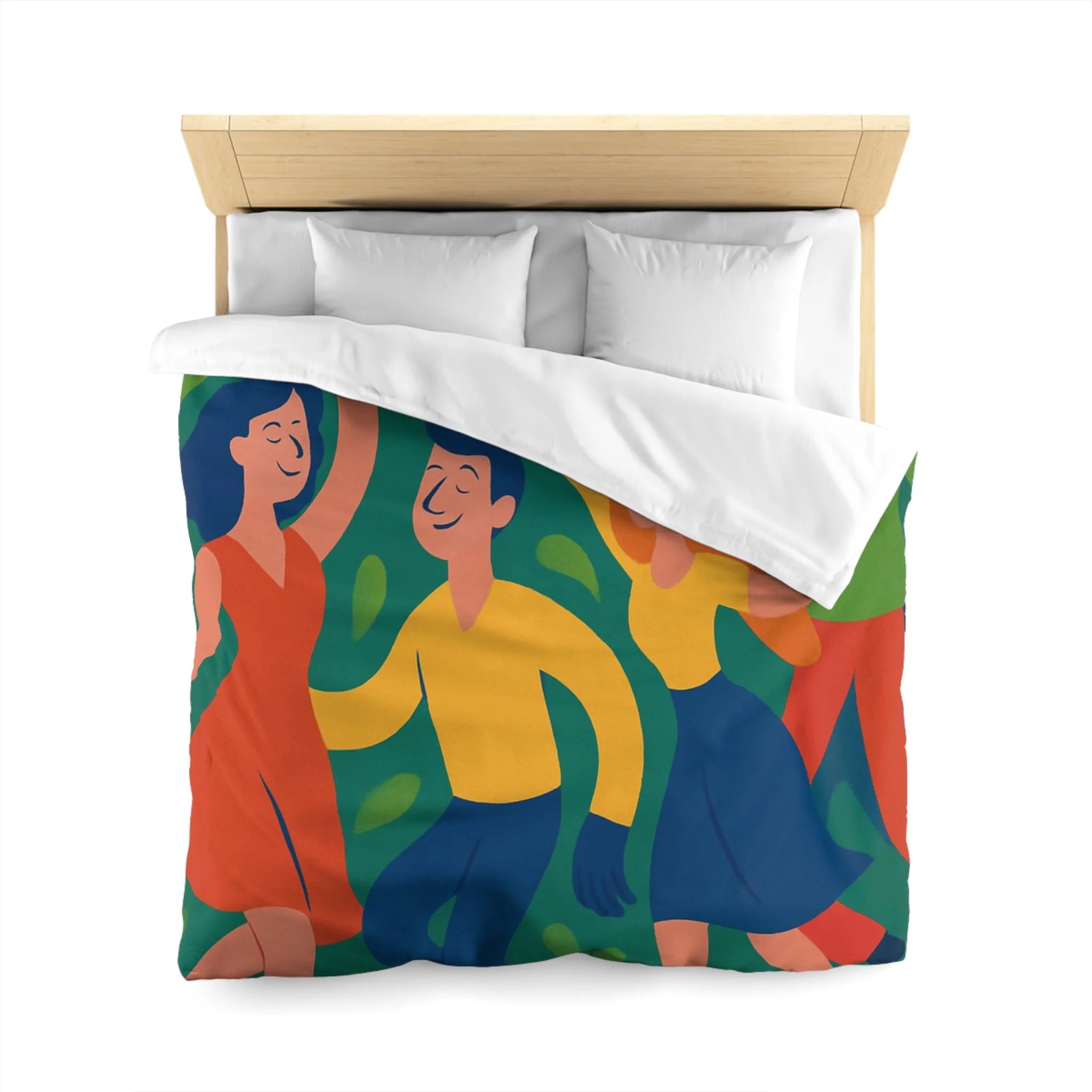 Housse de Couette Colorée Inspirée par la Danse et la Nature avec Fleurs Animées