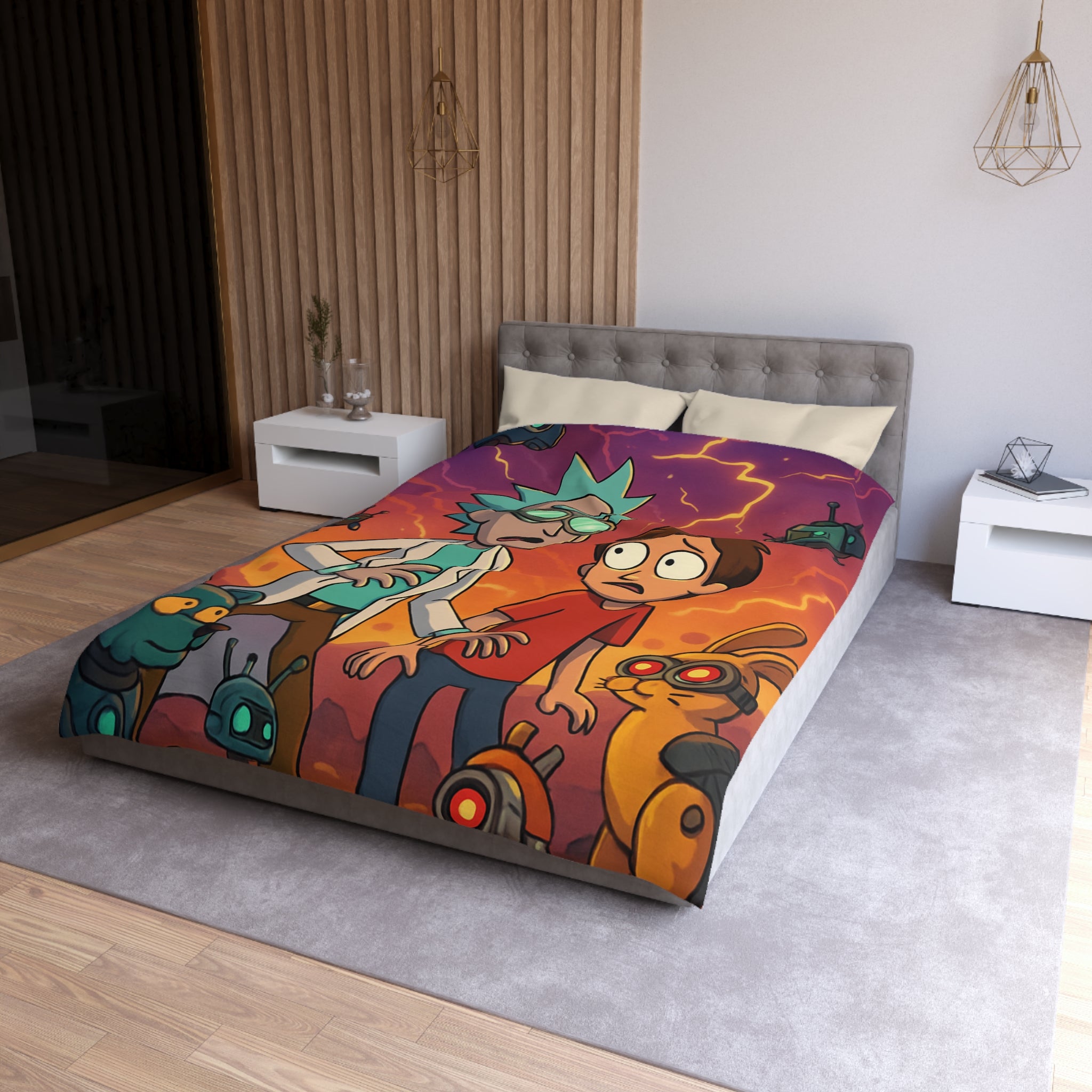 Housse de Couette Microfibre Motif Créatif Original Style Contemporain Chambre Élégante