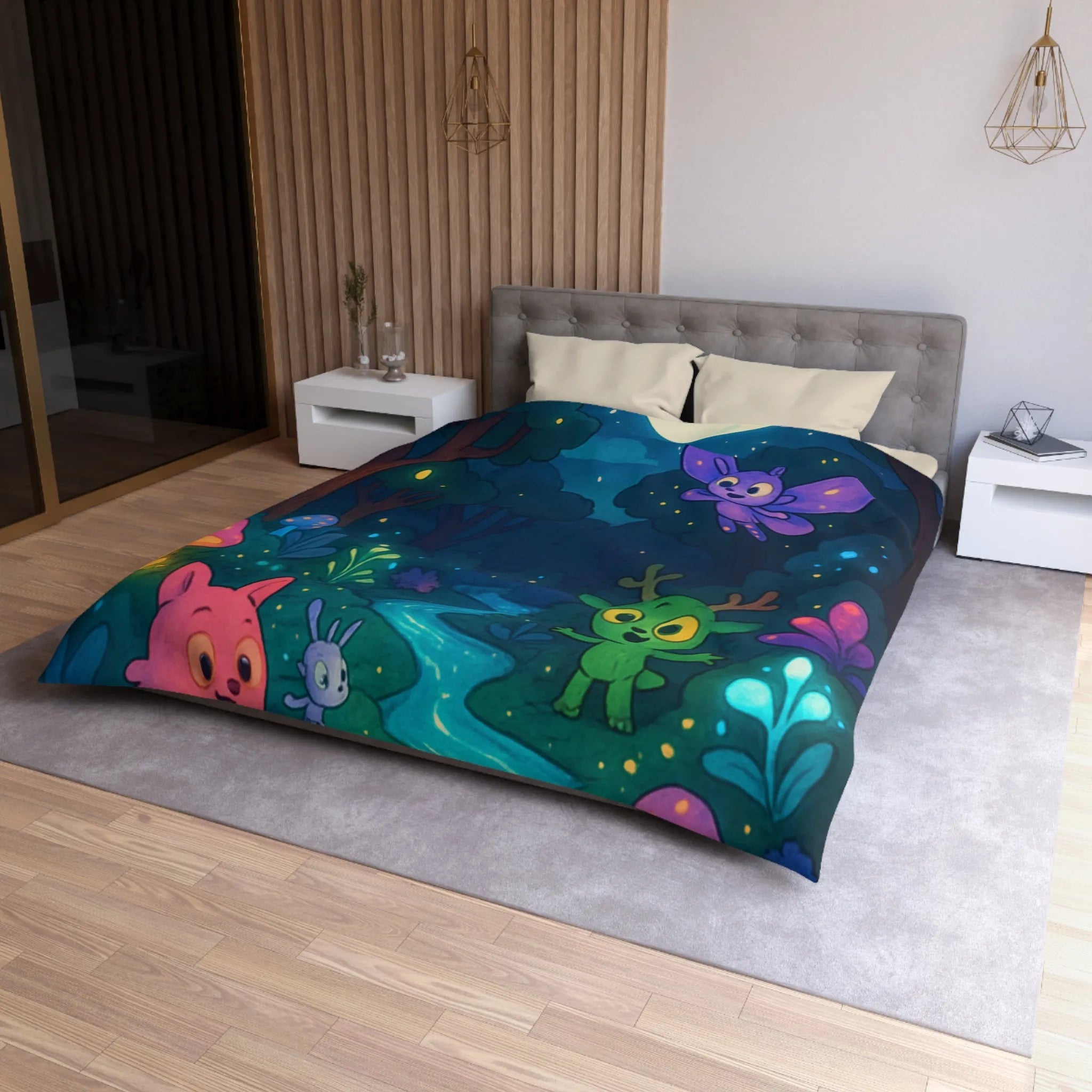 Housse de Couette Microfibre Art Graphique Contemporain Style Décoratif Chambre Tendance