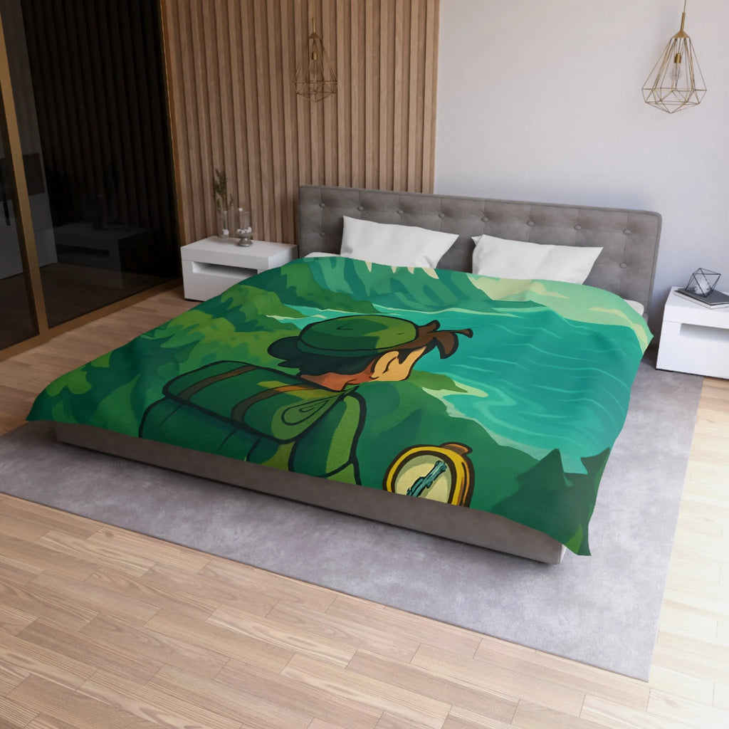 Aventure en montagne pour une housse de couette nature et voyageur contemplatif