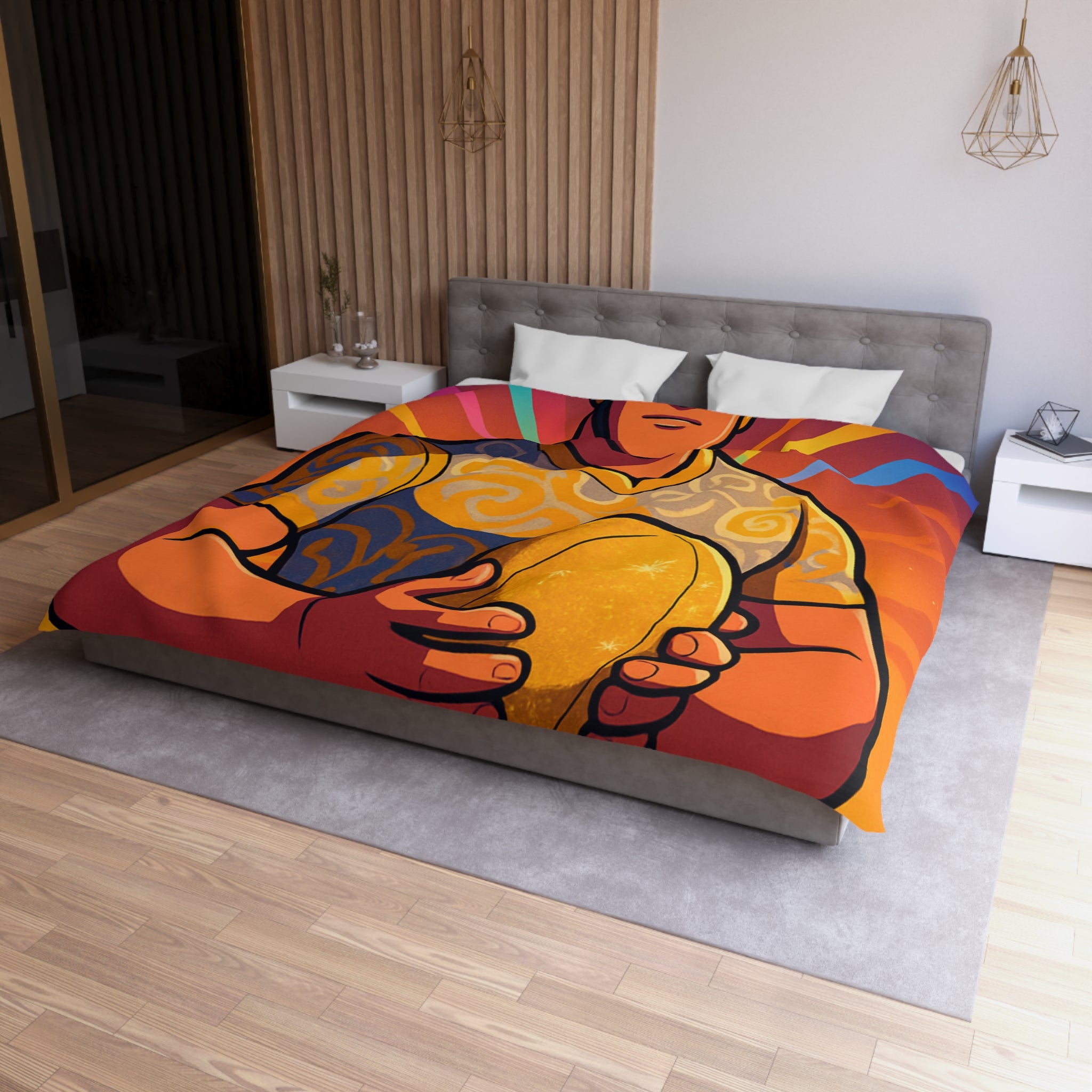 Housse de Couette Microfibre Illustration Unique Design Moderne Décoration Intérieure Raffinée