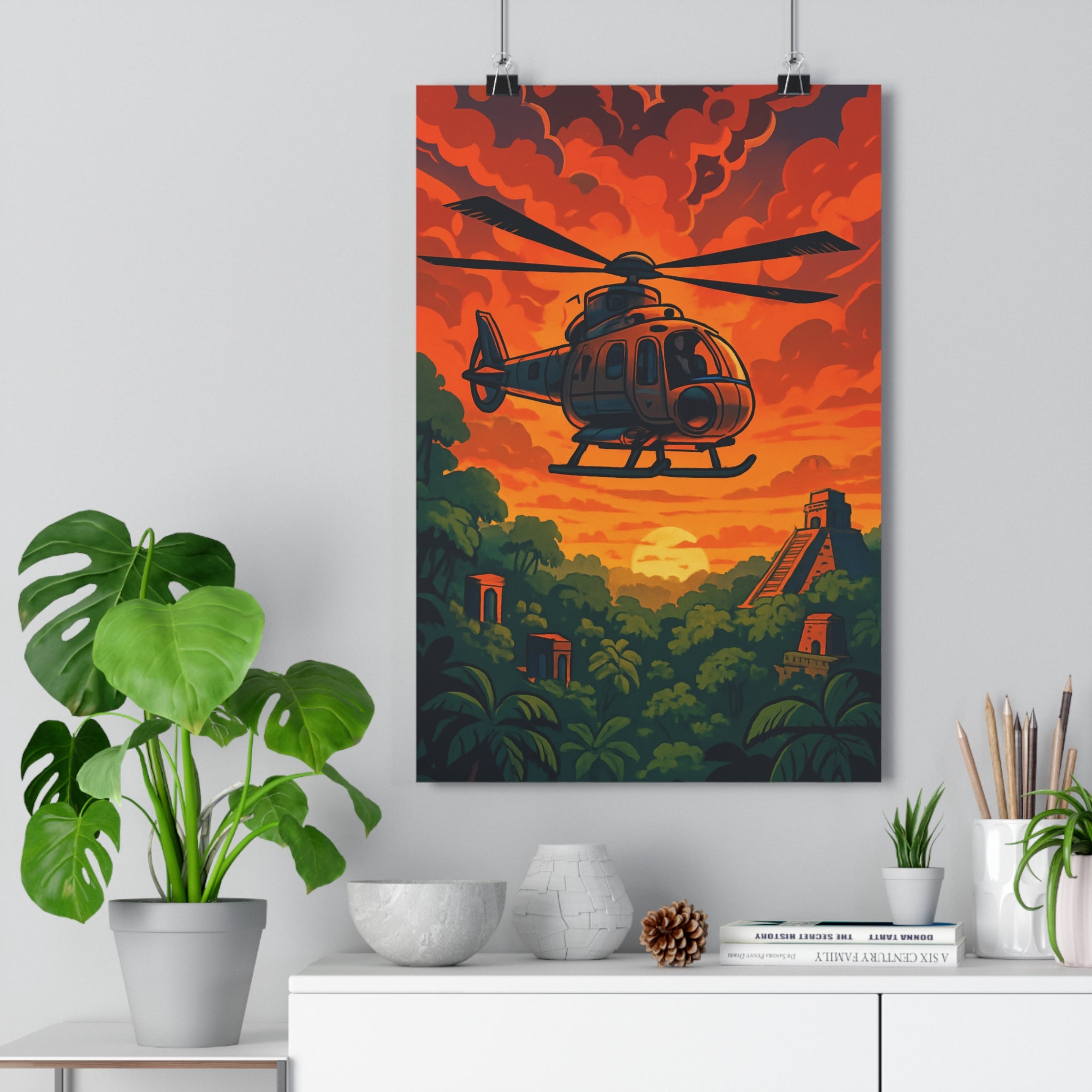 Poster décoratif cartoon dramatique aventure jungle coucher soleil salon chambre intérieur mystère 30x46 art
