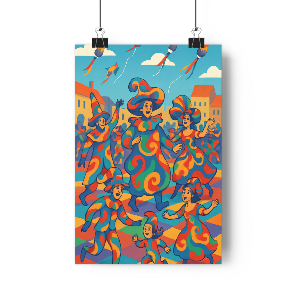 Poster décoratif cartoon couleurs vives joyeux ambiance festive salon chambre enfant urbain vibrant qualité