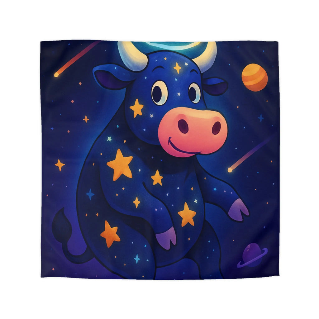 Housse de couette enfant avec taureau cosmique et étoiles au ciel enchanteur