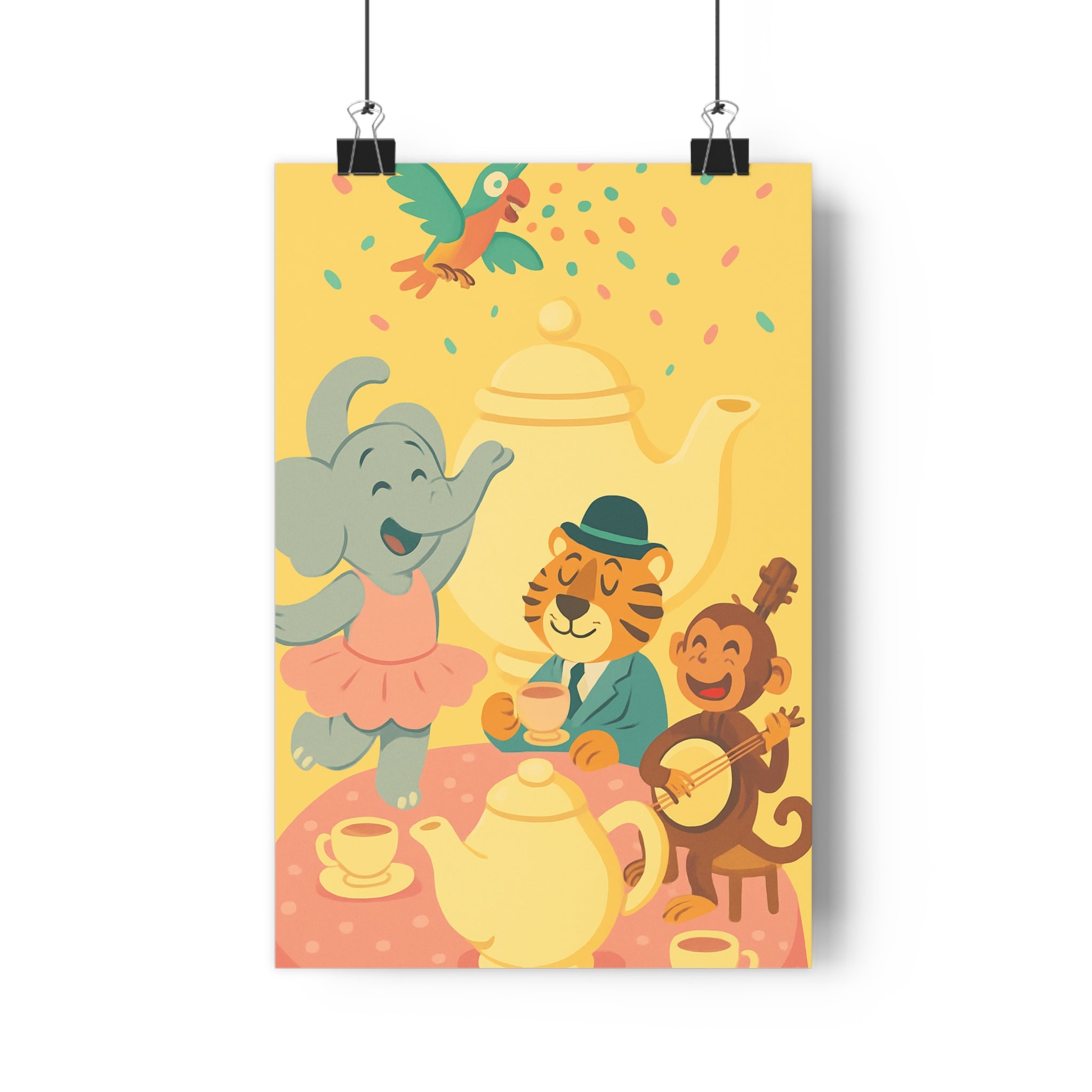 Poster décoratif cartoon animaux joyeux coloré salon chambre enfant ambiance festive qualité amusant qualité