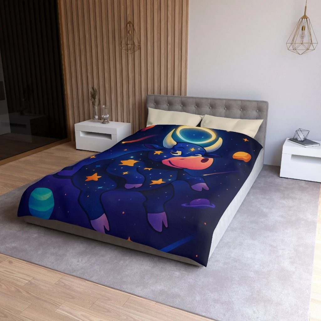 Housse de couette enfant avec taureau cosmique et étoiles au ciel enchanteur