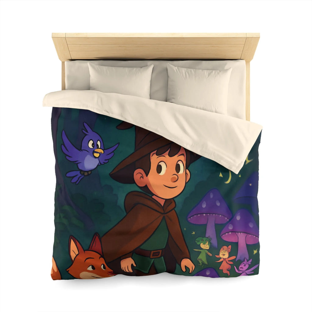 Enchantement de Forêt Nocturne : Magicien et Compagnons Animaux avec Champignons Magiques