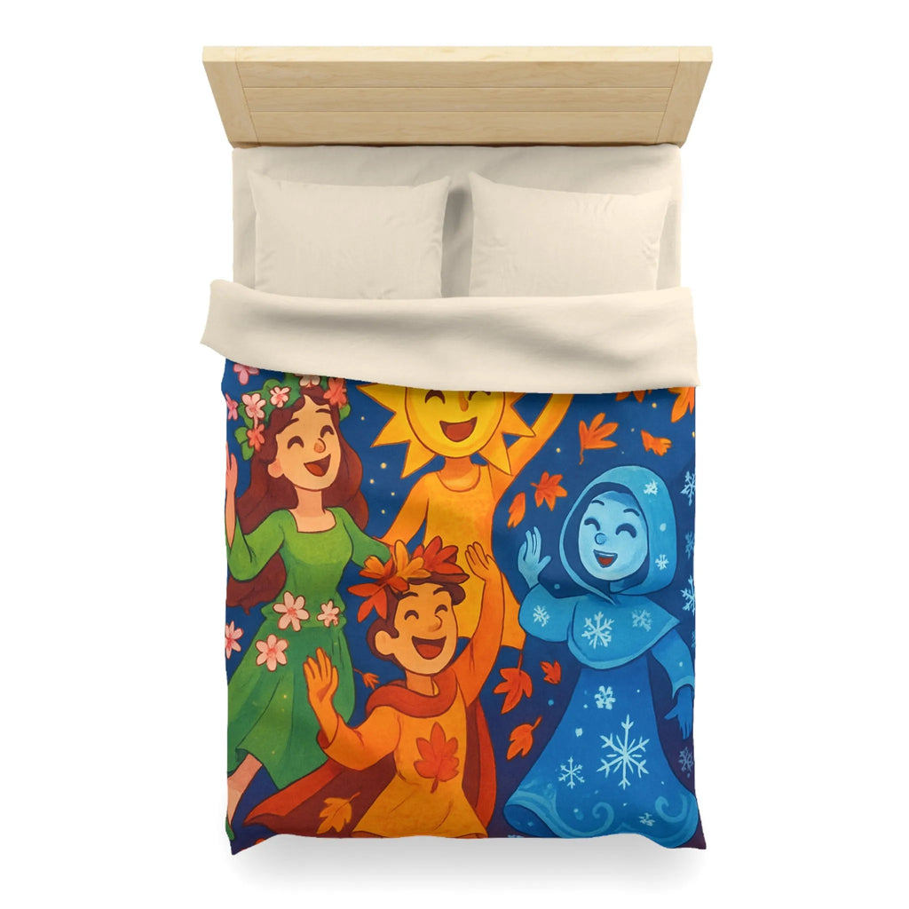 Housse de couette avec illustration festive des quatre saisons en harmonie colorée