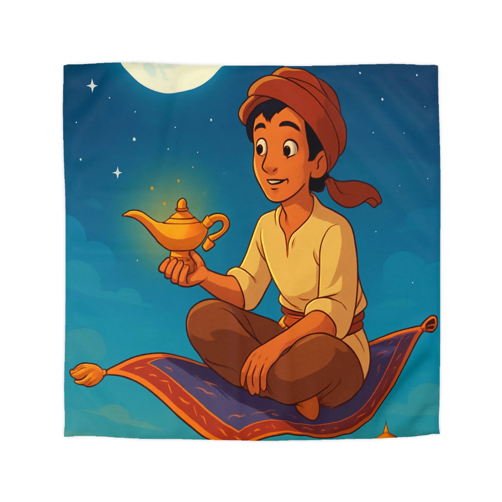 Housse de couette magique thème oriental avec tapis volant et ciel étoilé