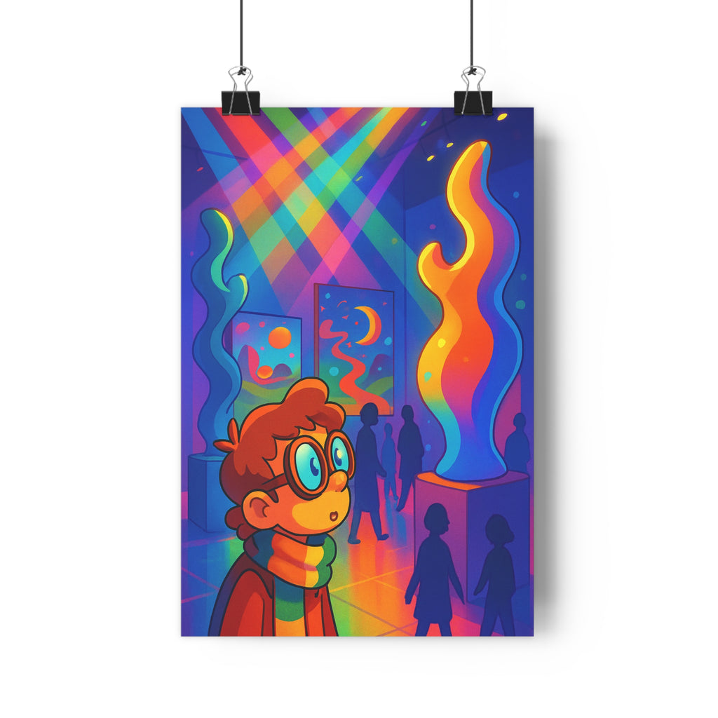 Poster décoratif artistique abstrait arcenciel vibrant contemporain salon bureau ambiance vivante imaginative créativité qualité