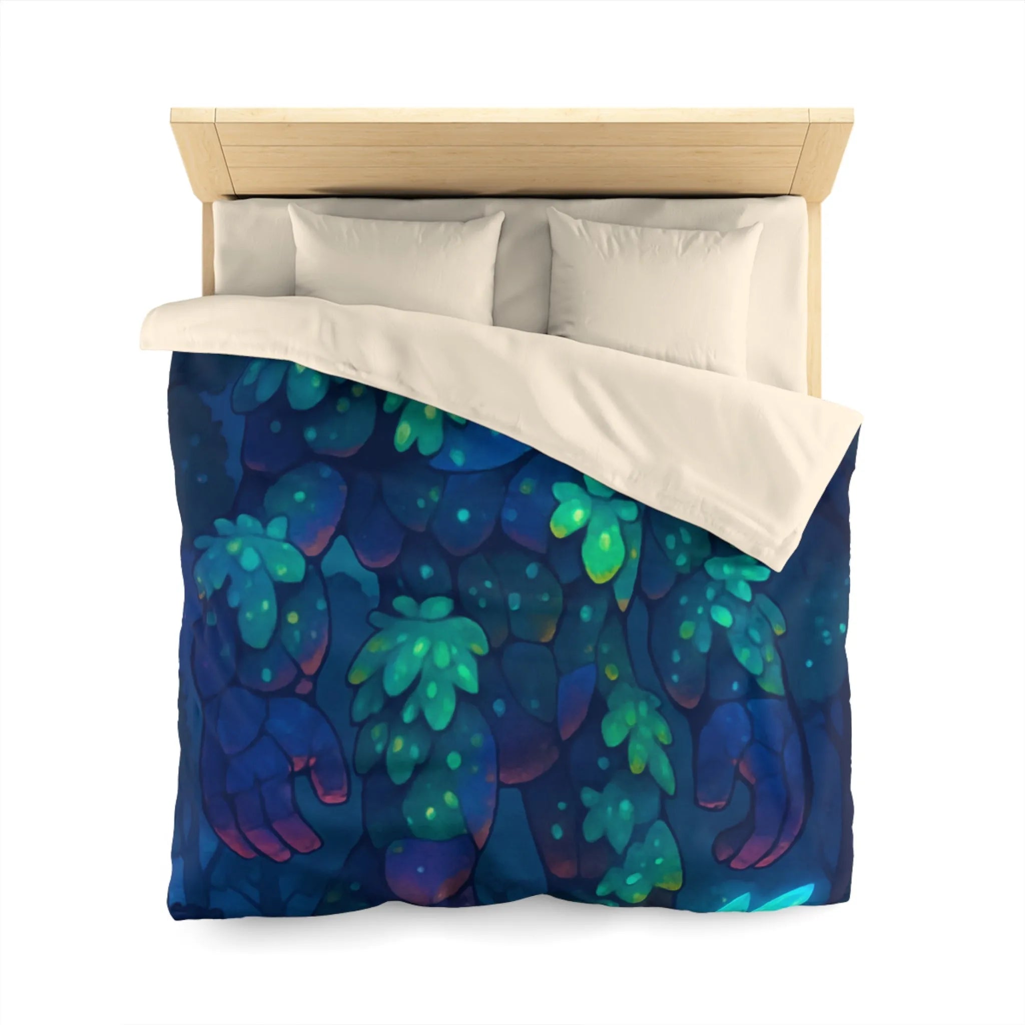 Housse de Couette Féérique avec Golem Lumineux et Fées dans la Forêt Nocturne