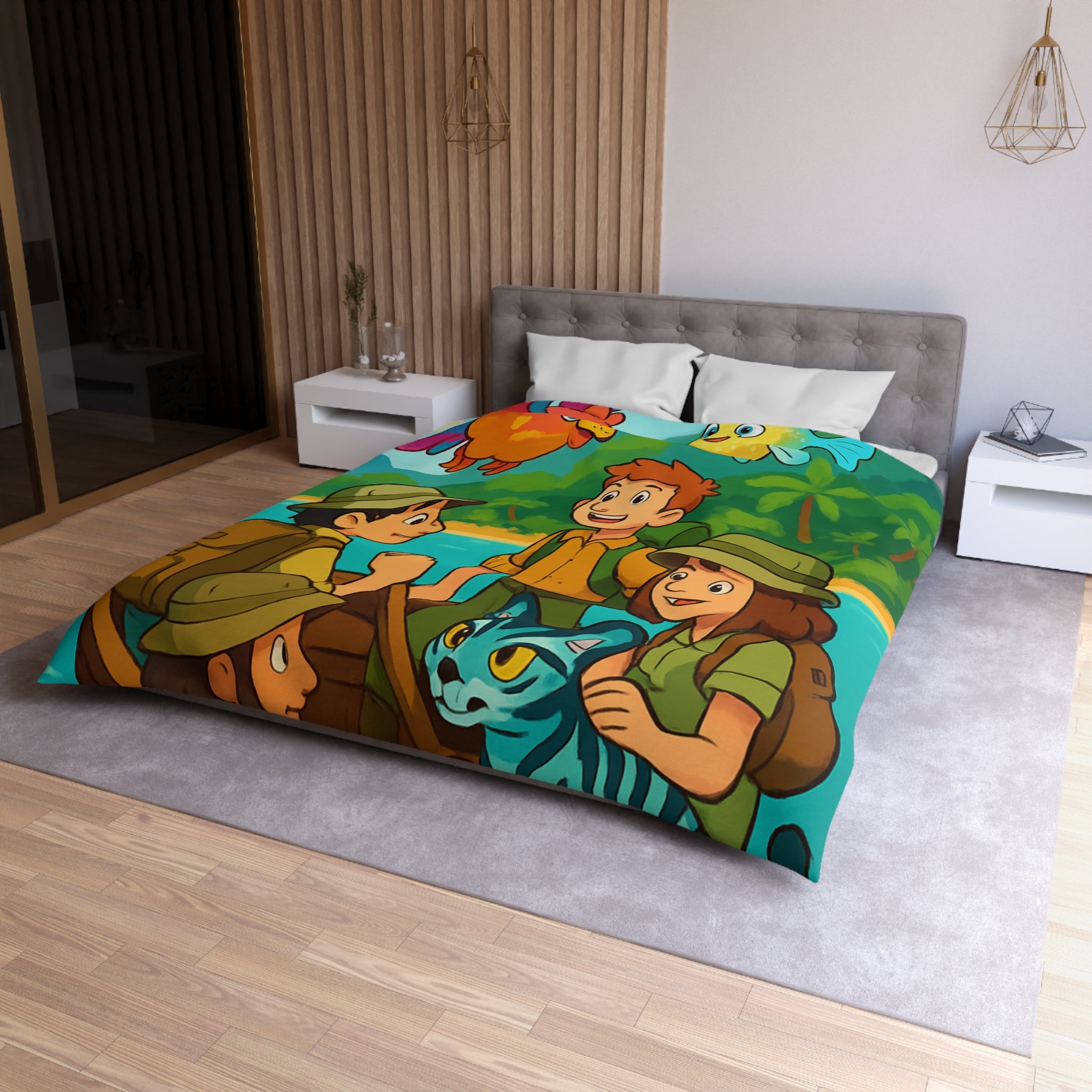 Housse de Couette Microfibre Design Artistique Moderne Décoration Chambre Confort Premium