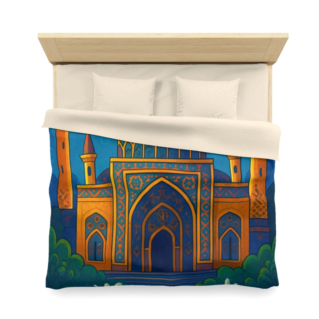 Housse de couette au design oriental avec palais doré sous ciel étoilé exotique