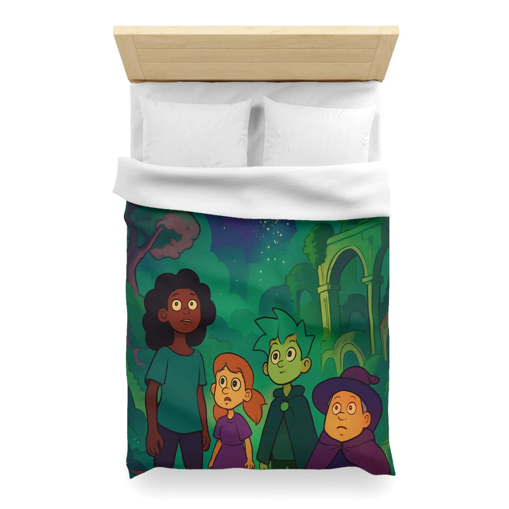 Housse de Couette Enfant : Quatre Aventuriers Sous une Comète Éblouissante et Mystique