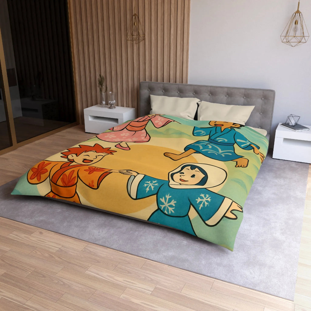 Housse de Couette Microfibre Art Graphique Contemporain Style Décoratif Chambre Tendance