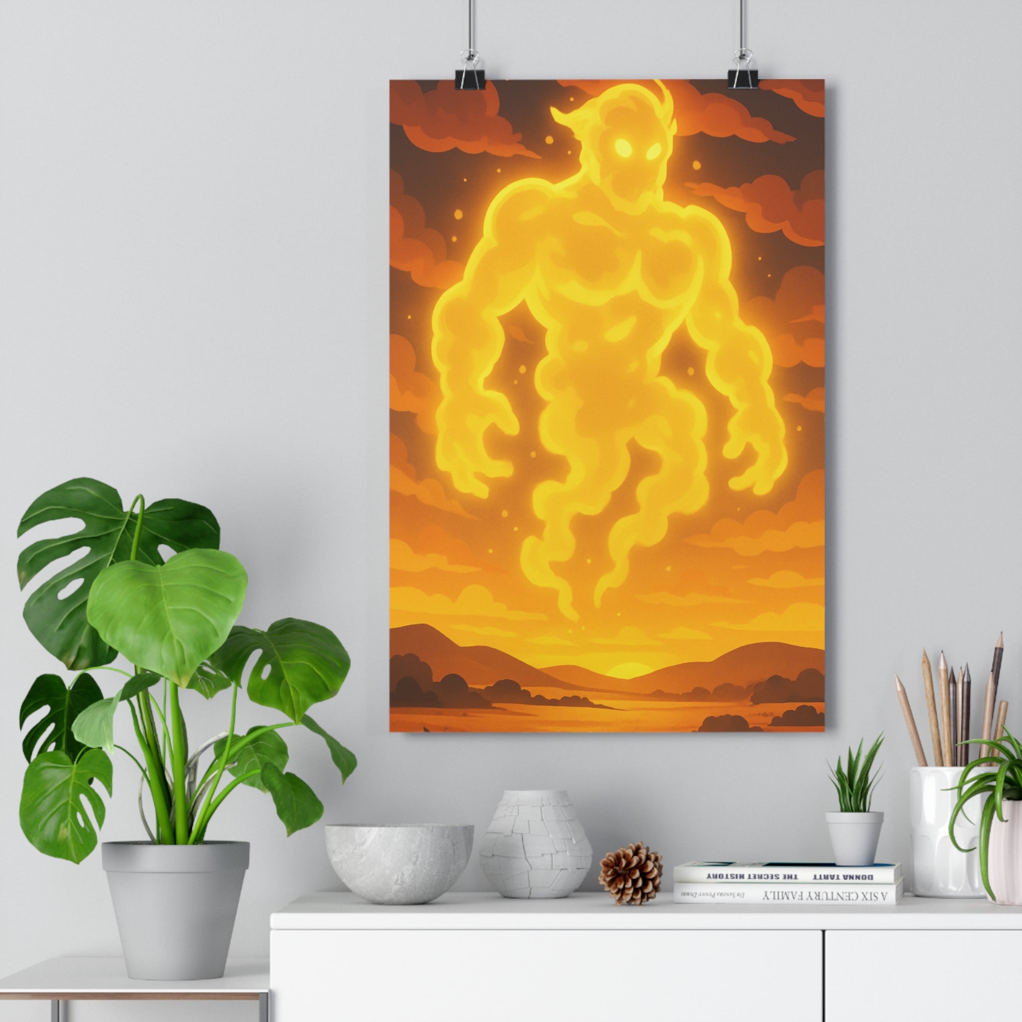 Poster décoratif géant crépuscule lumineux ciel pastel silhouette magique apaisante chambre dessin animé 30x46