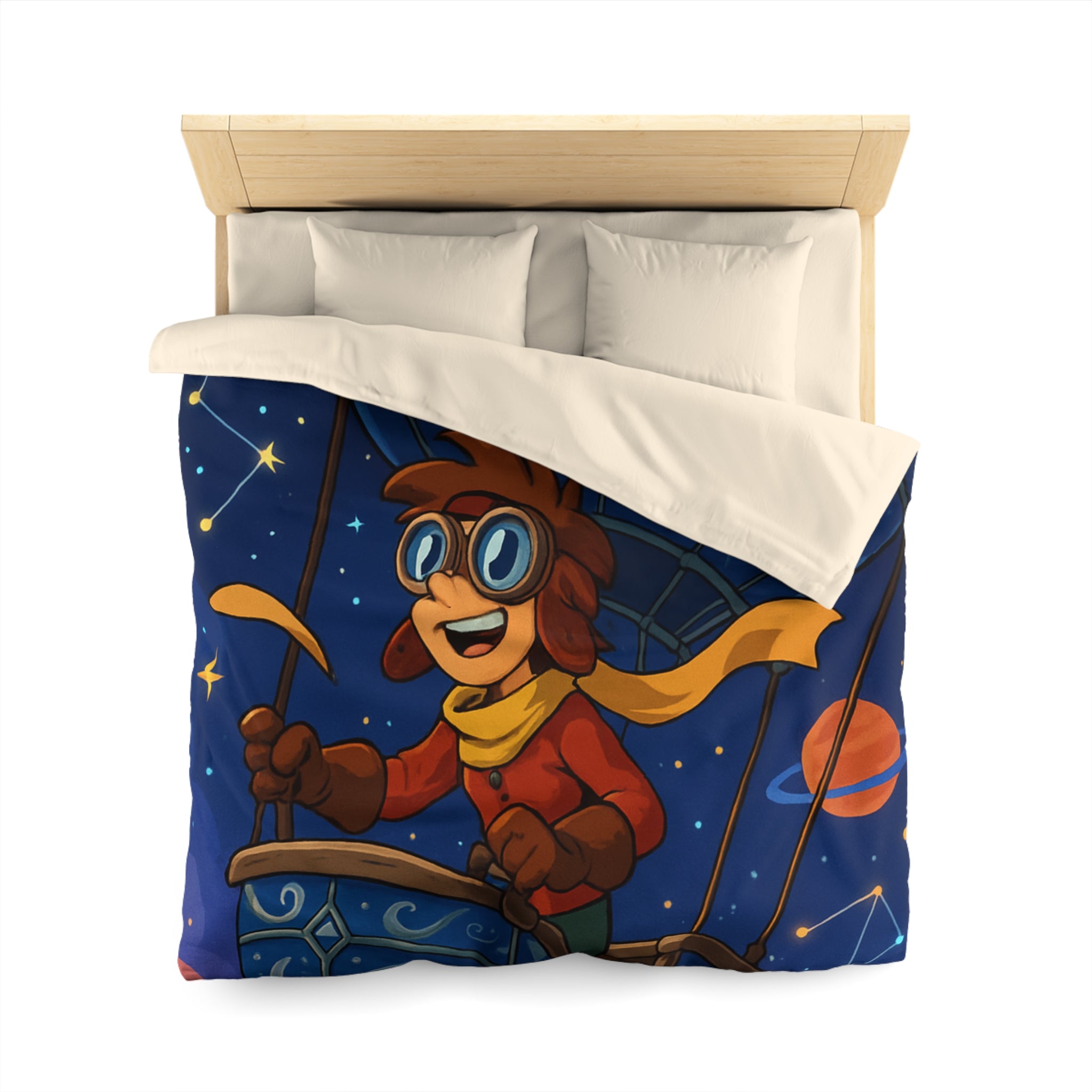 Housse de couette rêve étoilé avec montgolfière magique pour chambre d'enfant