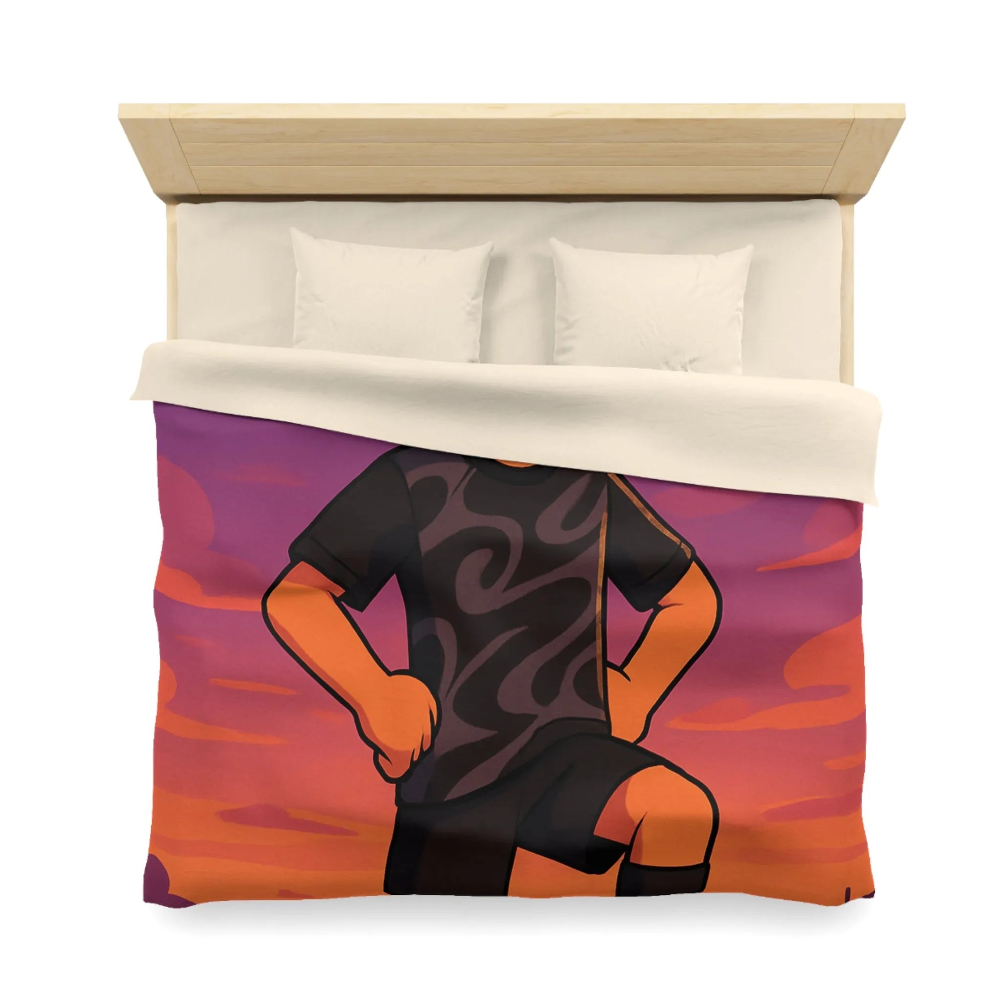 Housse De Couette Enfant Avec Illustration Inspirante Joueur De Football Au Coucher Du Soleil