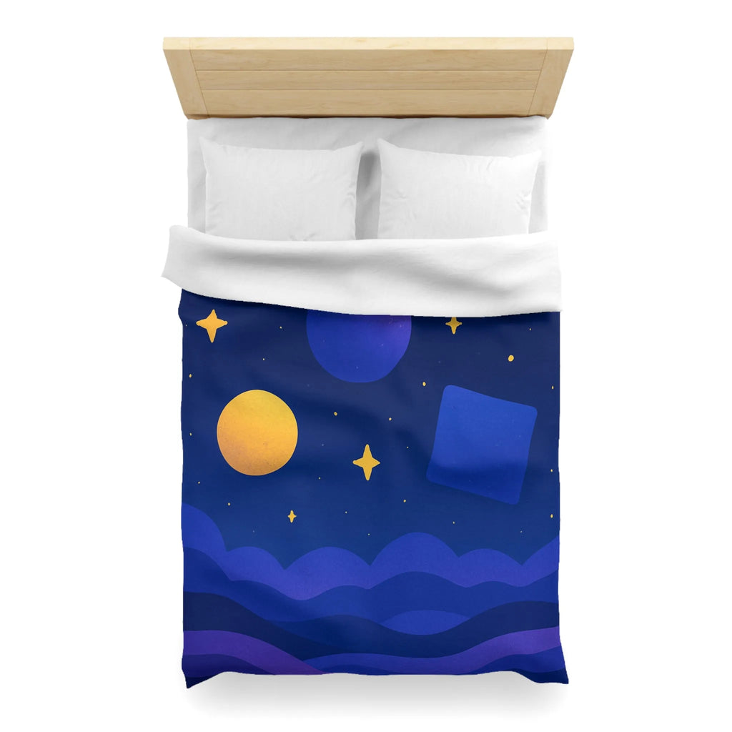 Housse de couette géométrique abstraite avec formes colorées et ciel étoilé nocturne