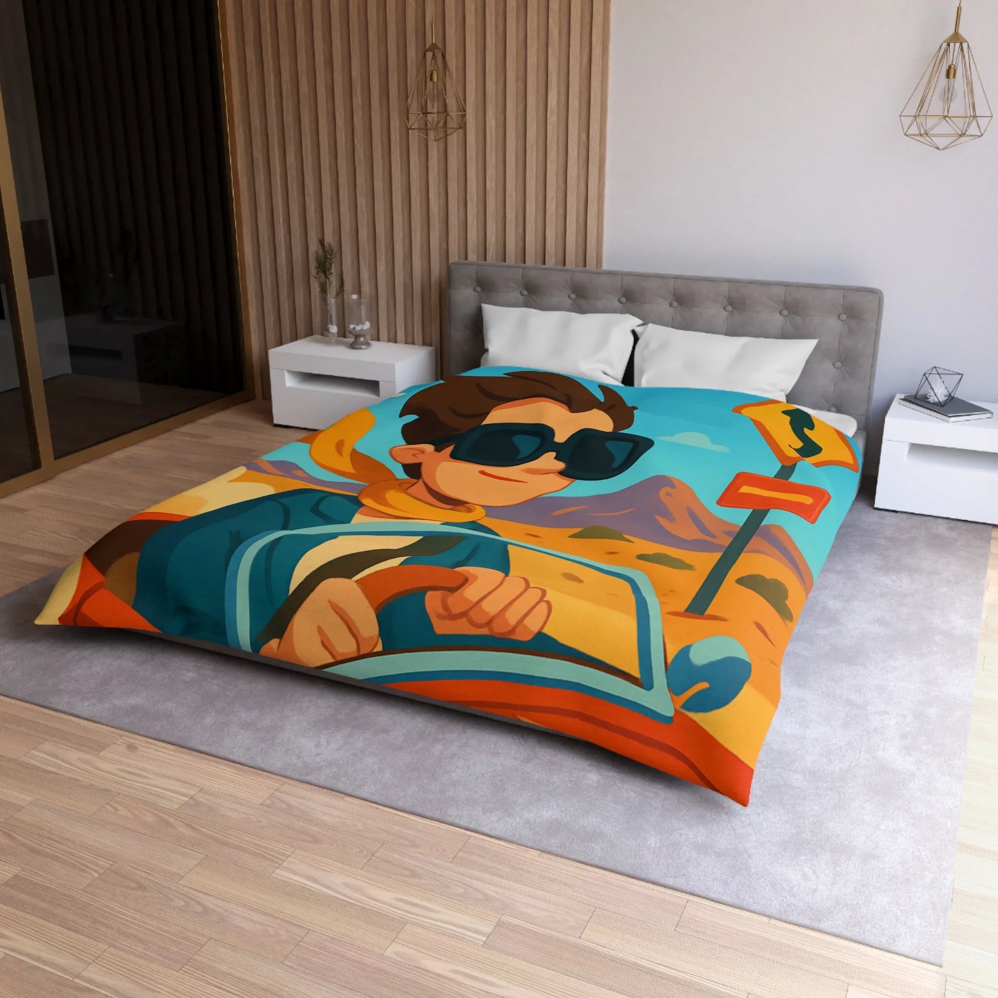 Housse de Couette Microfibre Art Graphique Contemporain Style Décoratif Chambre Tendance