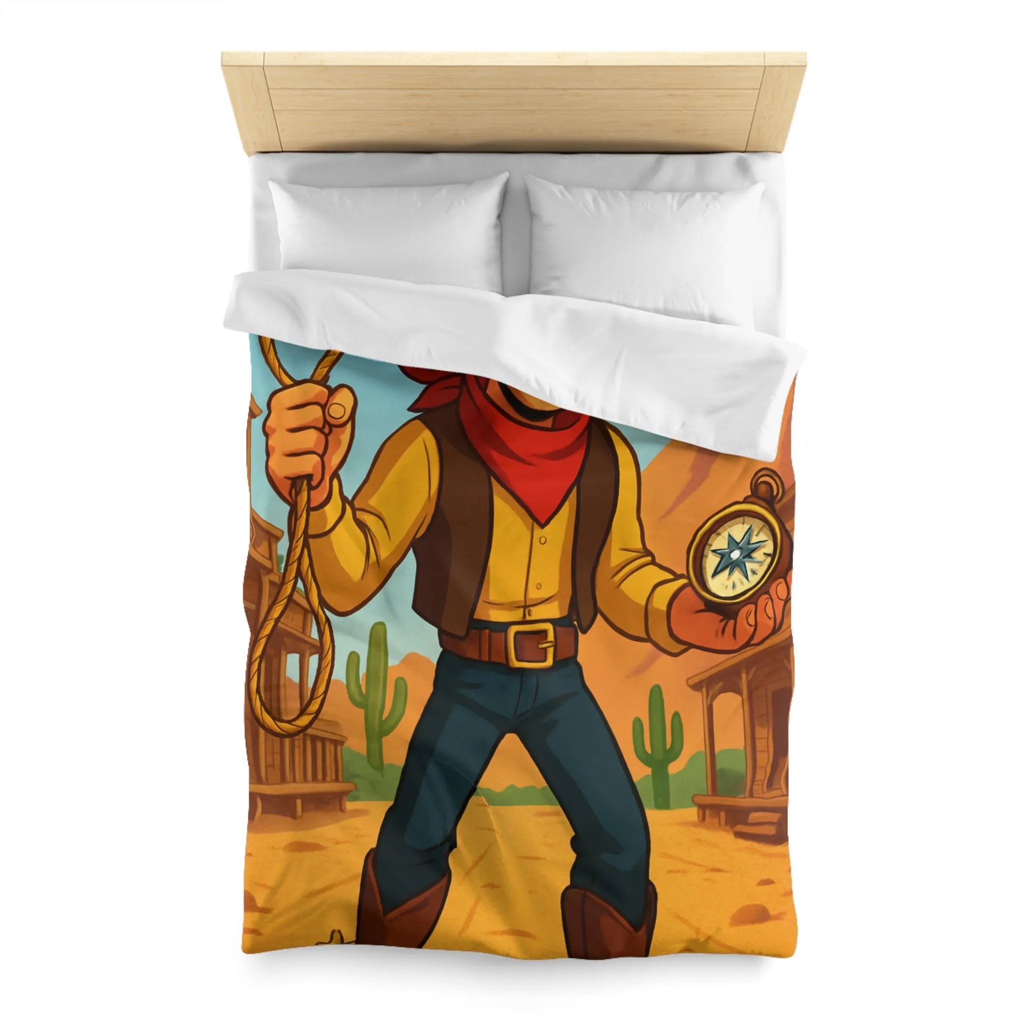 Cowboy Cartoonesque dans le Désert, Lasso et Boussole, Aventure Far West Humoristique