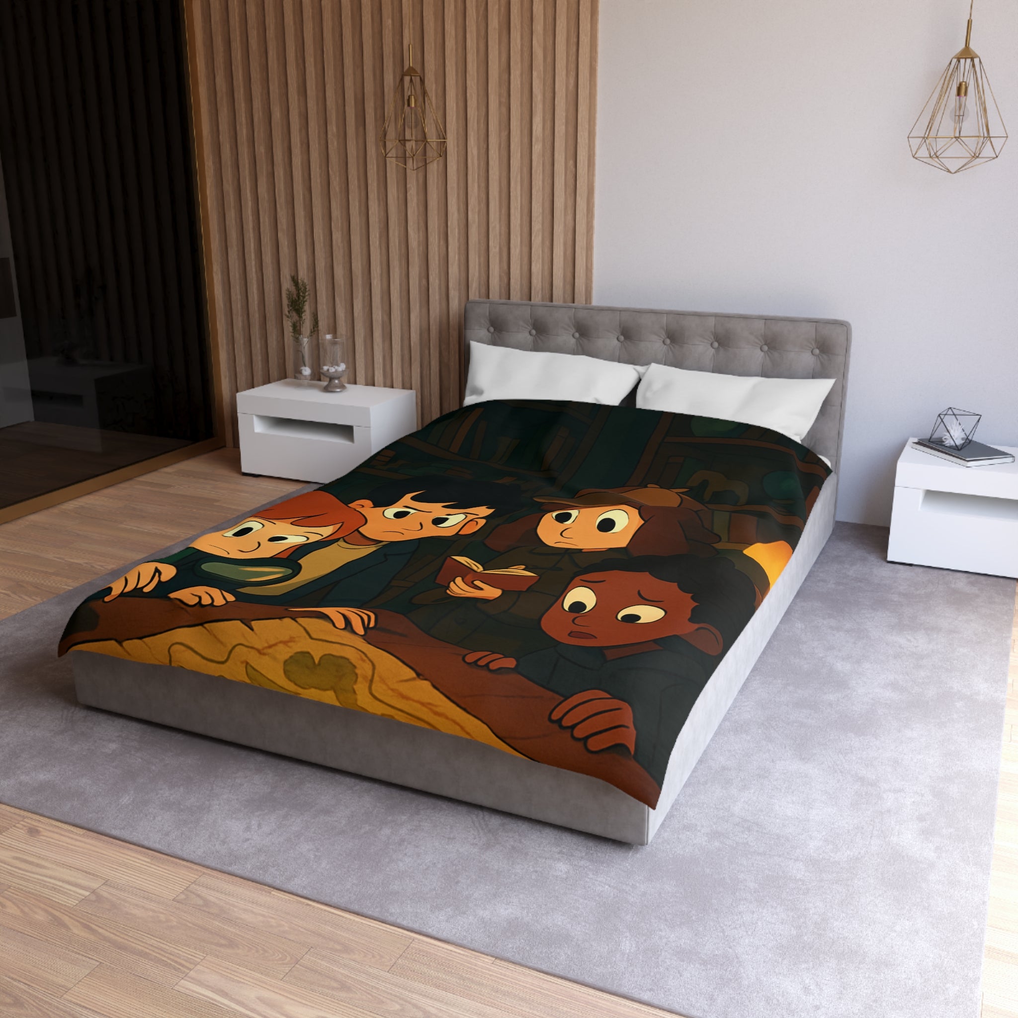 Housse de Couette Microfibre Motif Créatif Original Style Contemporain Chambre Élégante