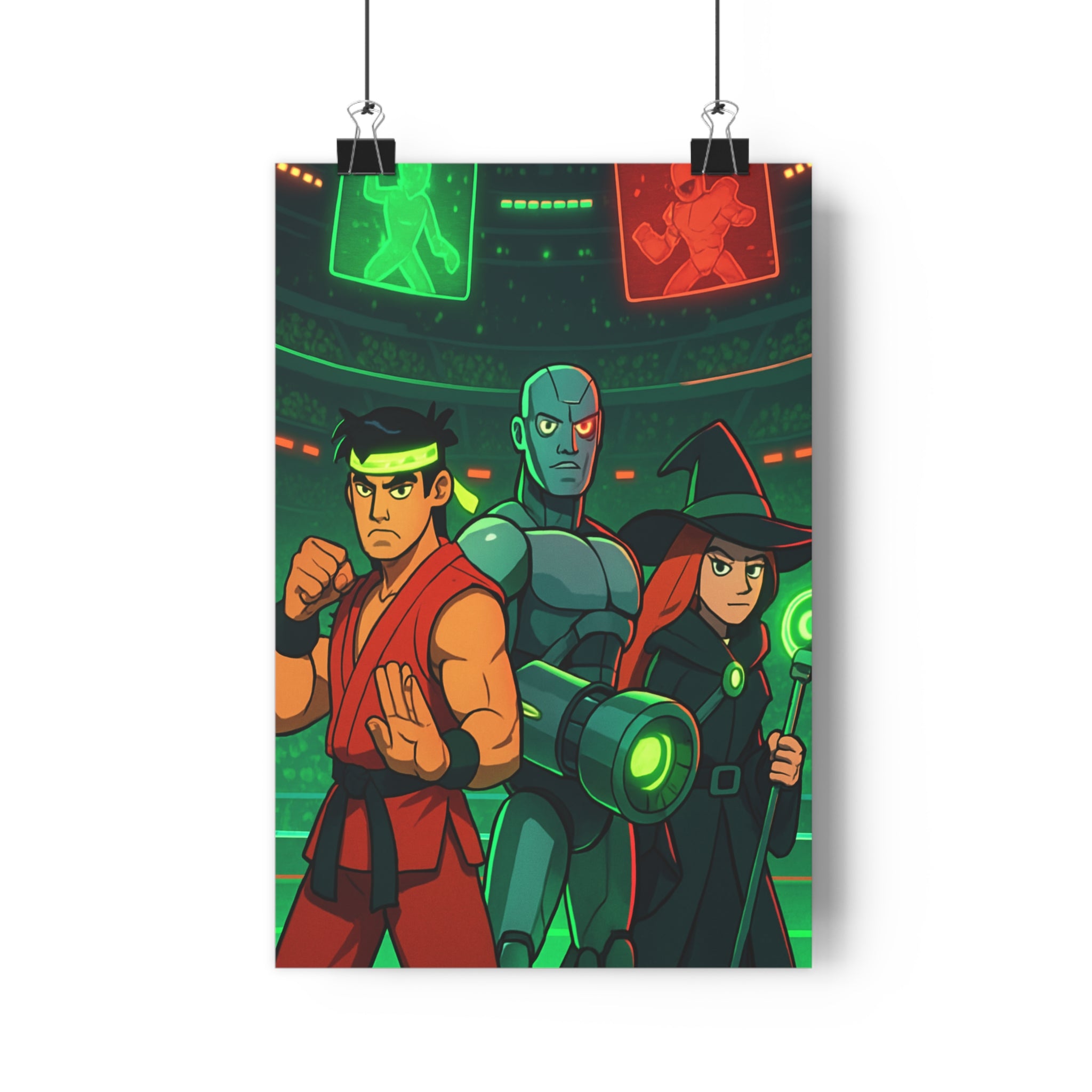 Poster décoratif futuriste rouge vert animé dynamique chambre enfant moderne design compétitif vibrant unique