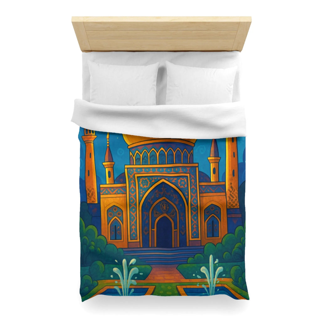 Housse de couette au design oriental avec palais doré sous ciel étoilé exotique