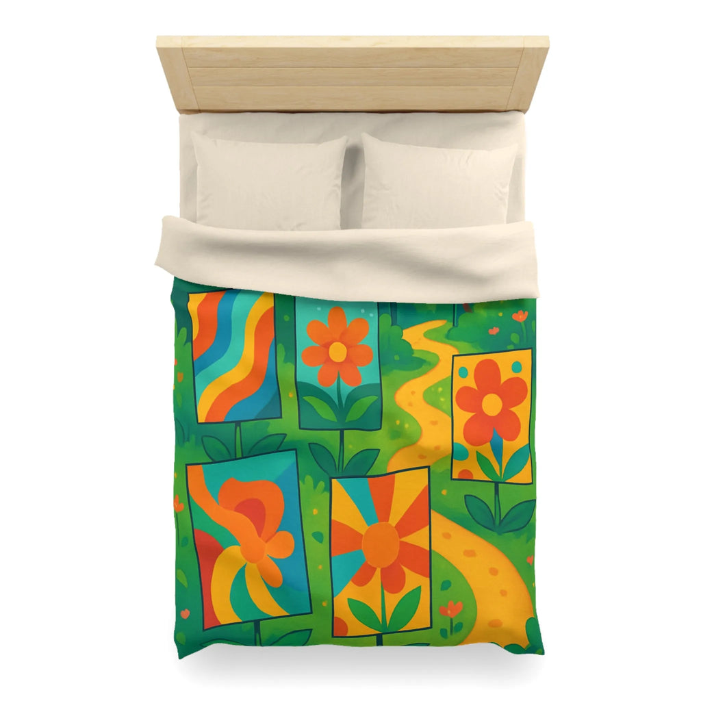 Housse de couette colorée avec fleurs et papillons pour chambre moderne et vivante