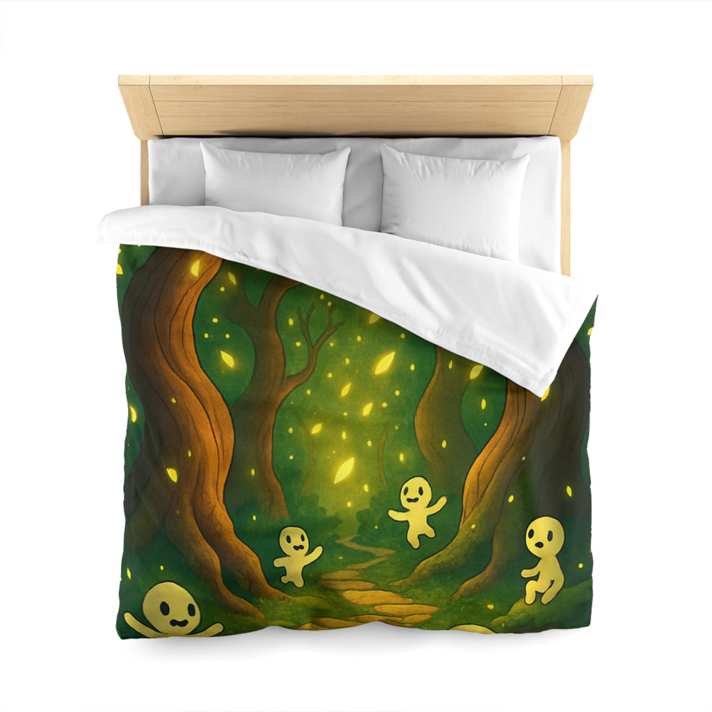 Housse de couette motif forêt magique avec créatures lumineuses ambiance apaisante