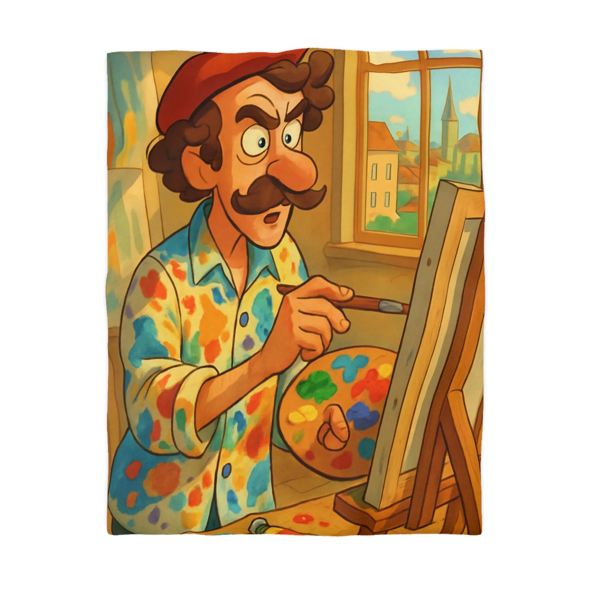 Housse De Couette Artiste Peintre Avec Palette Couleurs Pour Passionnés De Peinture Moderne