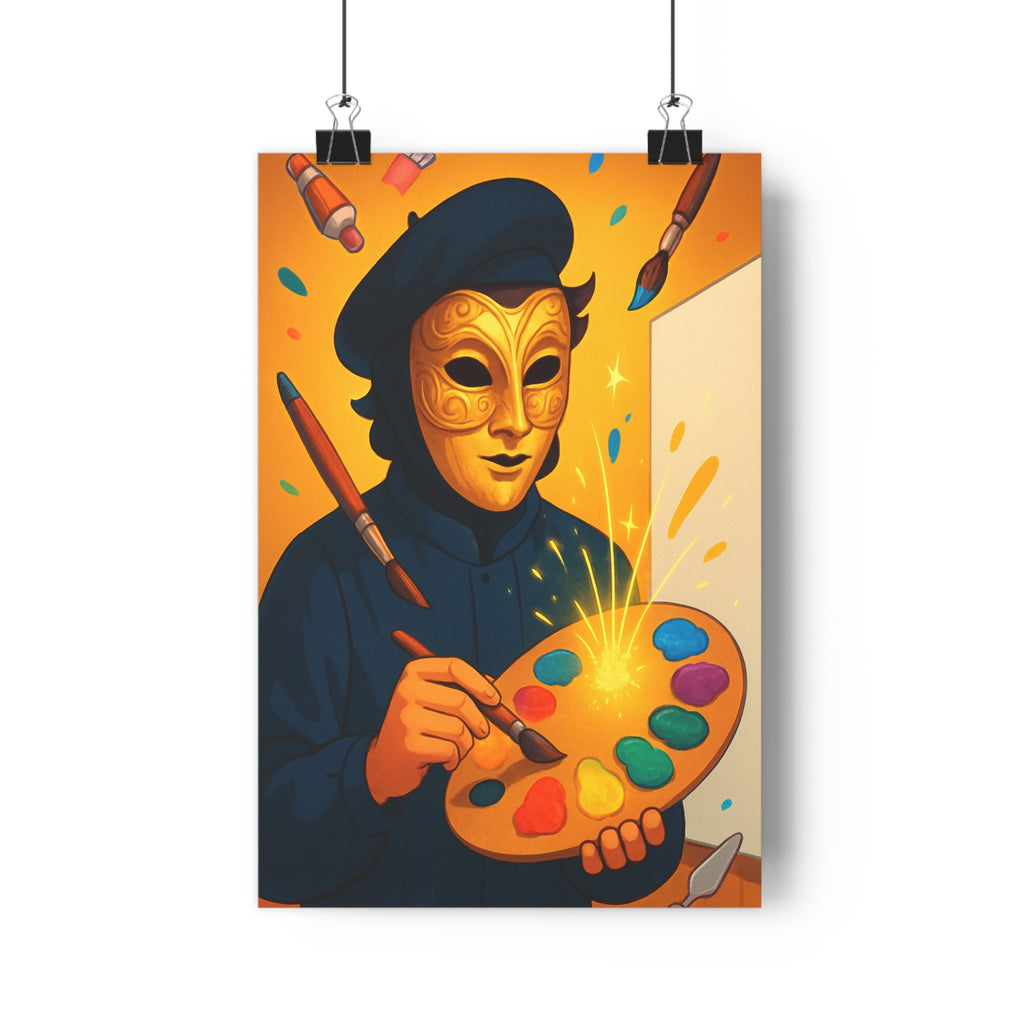 Poster décoratif créatif jaune vibrant animé artistique magique atelier ambiance fantaisie coloré inspiration intérieur