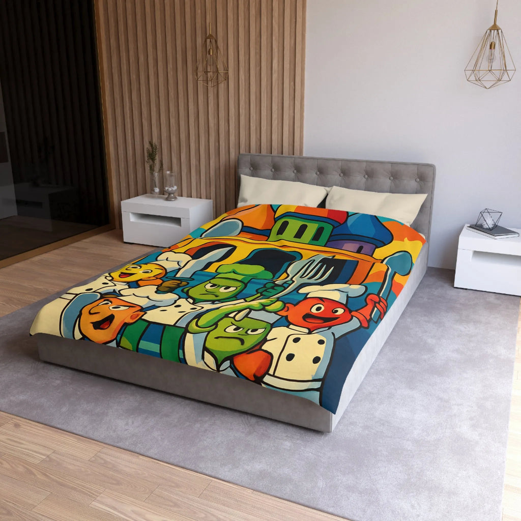 Housse de Couette Microfibre Art Graphique Contemporain Style Décoratif Chambre Tendance
