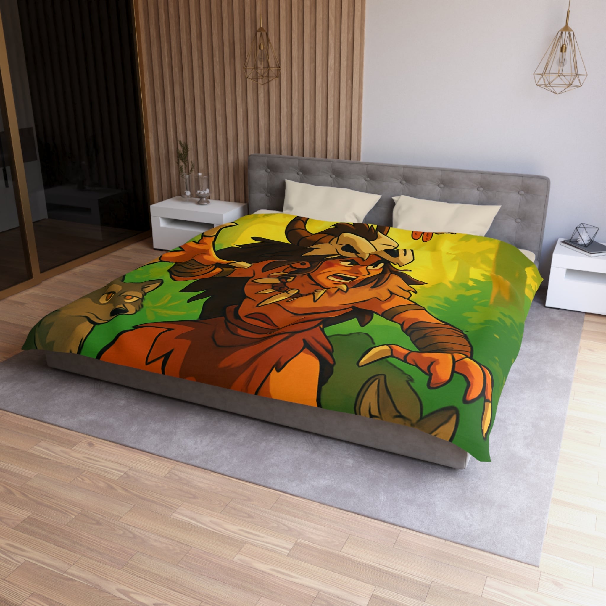 Sauvage Rêveur : Housse de Couette Motif Chaman Animaux Forêt Mystique