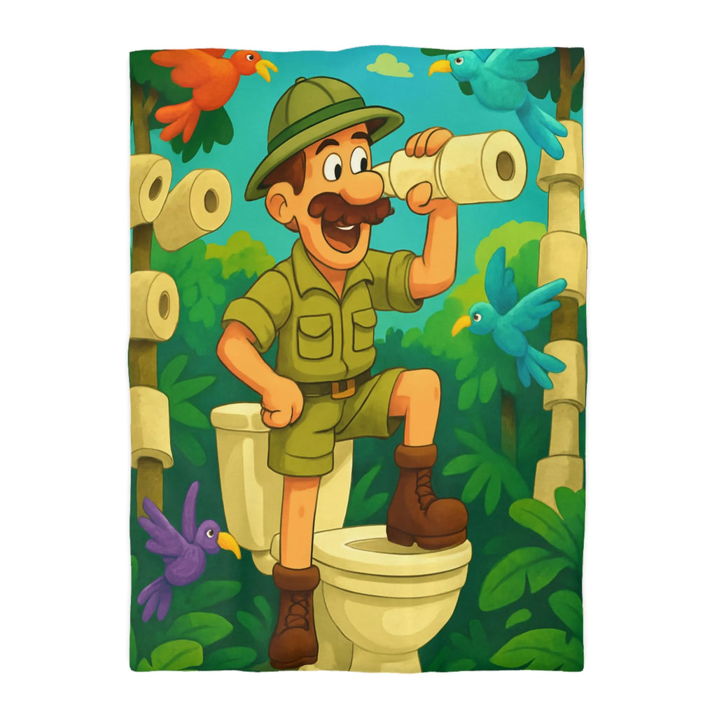 Housse de Couette Jungle Aventure avec Animaux aux Couleurs Vives et Drôle Explorateur