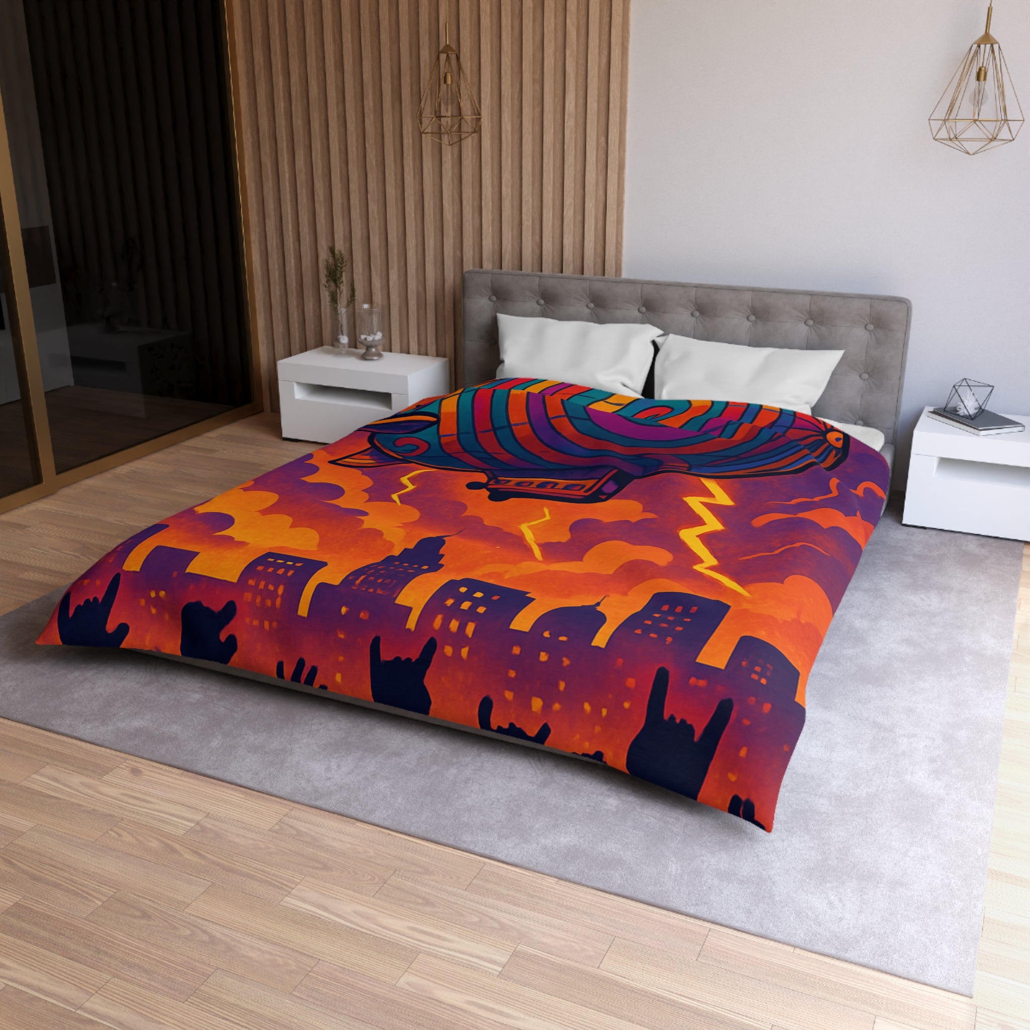 Housse de Couette Microfibre Illustration Unique Design Moderne Décoration Intérieure Raffinée