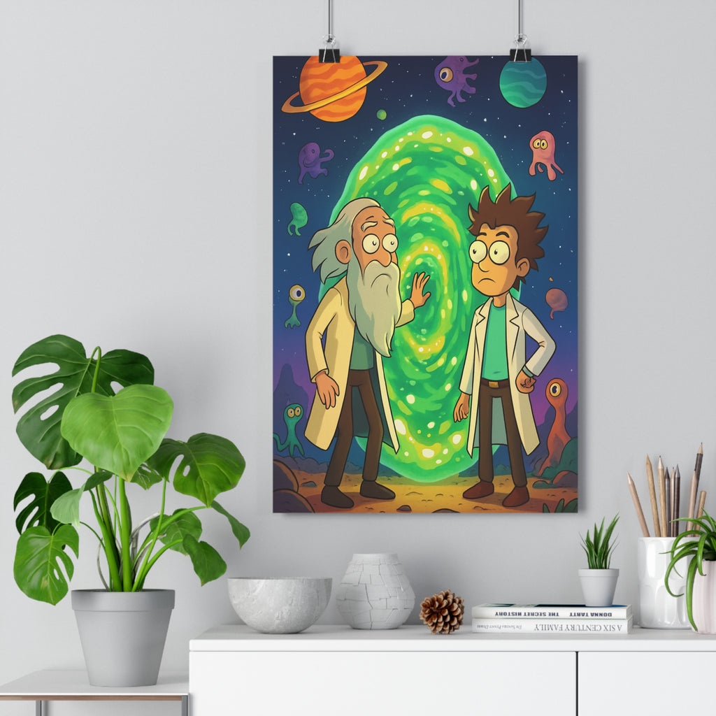 Poster décoratif cartoon aventure vert blanc extraterrestre fantastique chambre bureau dynamique créatif tendance ambiance