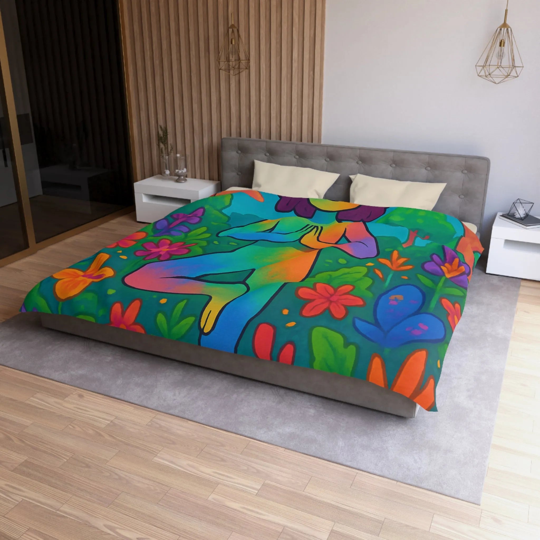 Housse de Couette Microfibre Art Graphique Contemporain Style Décoratif Chambre Tendance