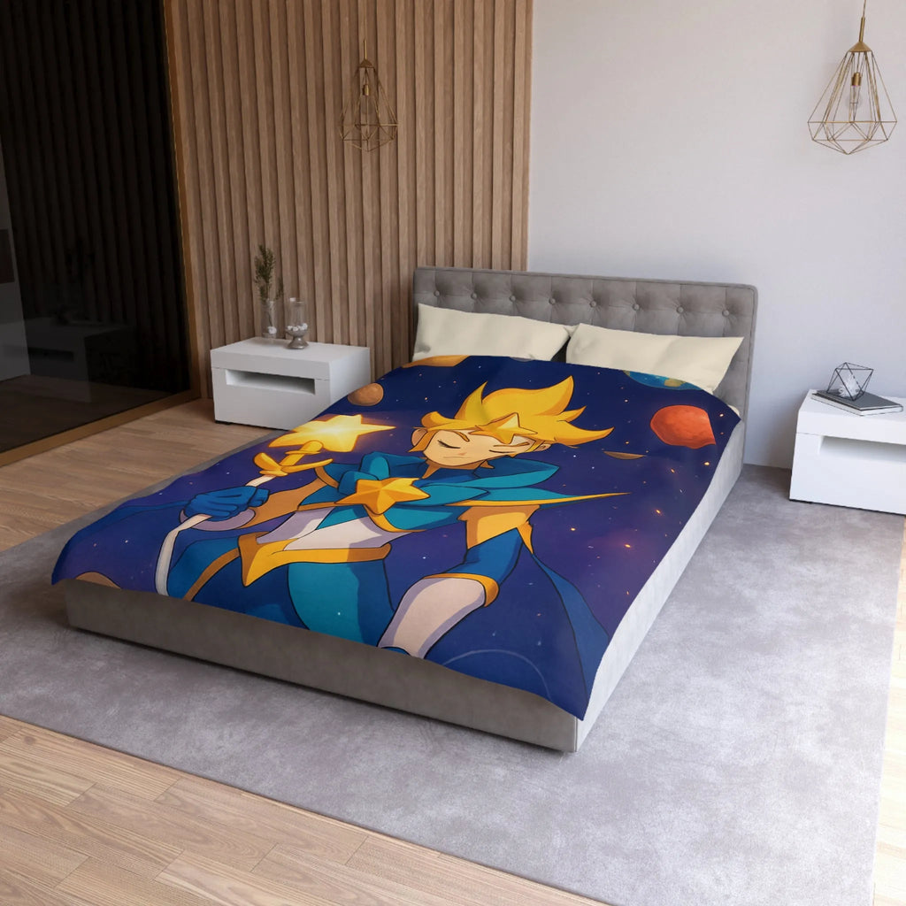 Housse de Couette Fantastique Enfant Personnage Étoilé Avec Planètes Environnantes