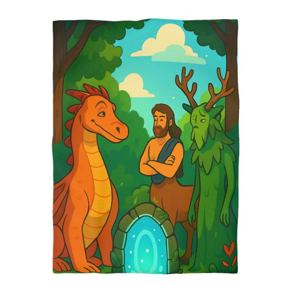 Housse de couette magique: dragon orange, centaure et esprit de la forêt pacifiques