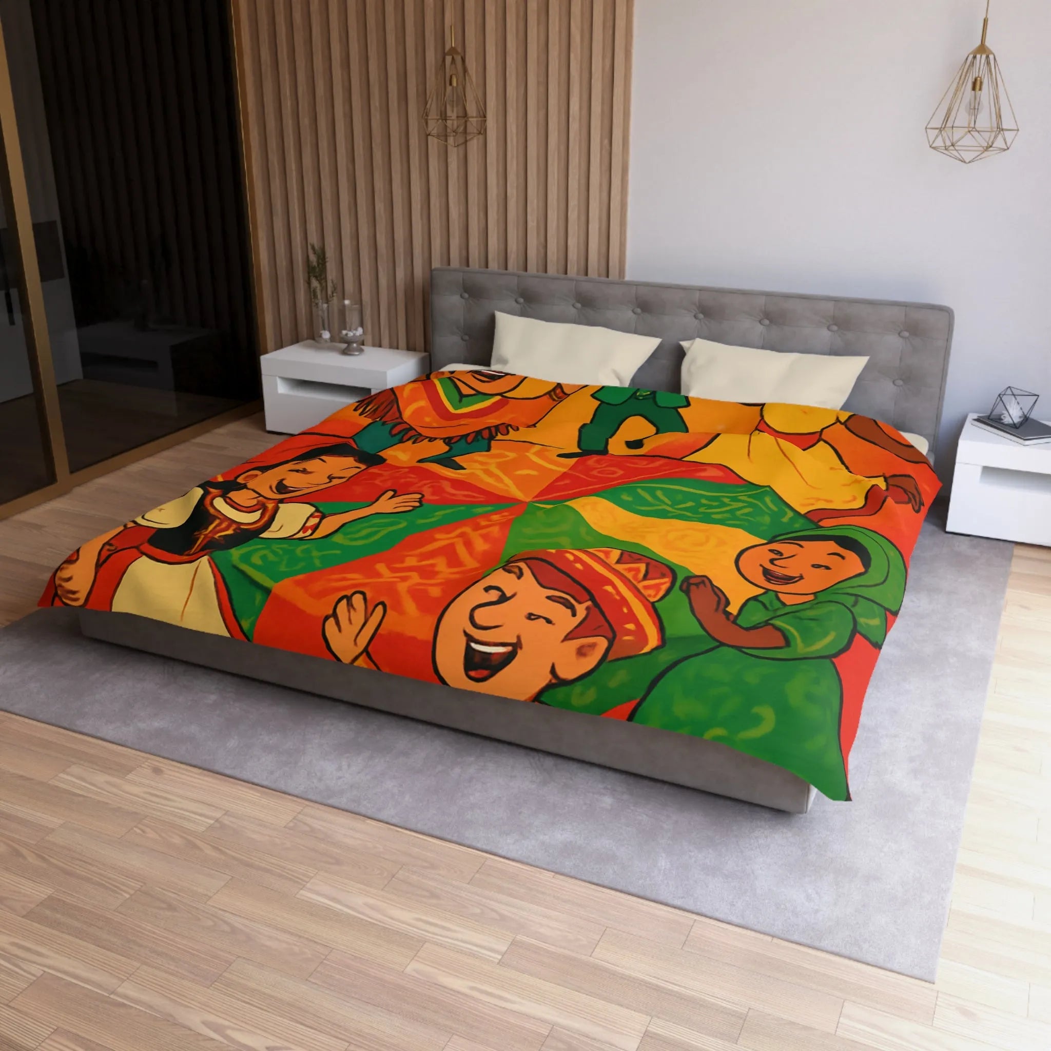 Décorez votre chambre avec une housse de couette aux motifs culturels vibrants et festifs