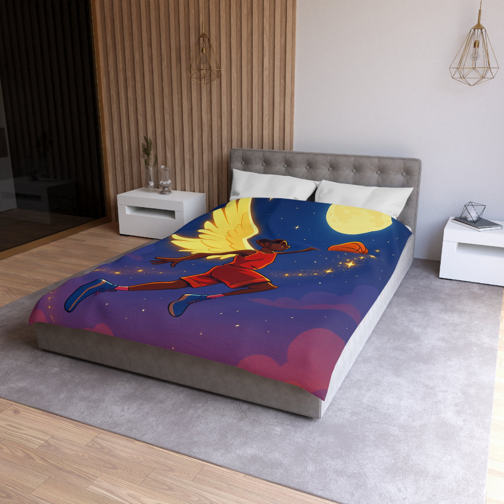 Housse de Couette Unique Baskets d'Ange Volant au Clair de Lune Étoilé